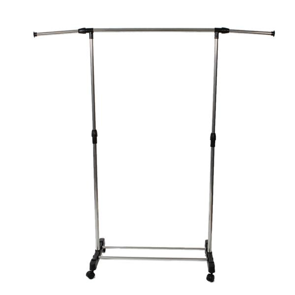 HAOYYE Single-Bar Vertically Stretching Clothes Rack with Shoe Shelf, Durable Silver Stand, Space-Saving Organizer, Modern Storage Solution for Bedroom or Closetsign Versatile Use Premium Quality Stylish Look Home Essentia