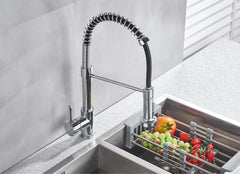 Haoyye Single Handle Kitchen Faucet with Pull Down Sprayer, Chrome Finish High Arc Sink Faucet with 360° Swivel Spout, Dual Function Stream and Spray Modes, Spring Design, Heavy Duty Metal Construction, Easy to Install for Home or Apartment Kitchen