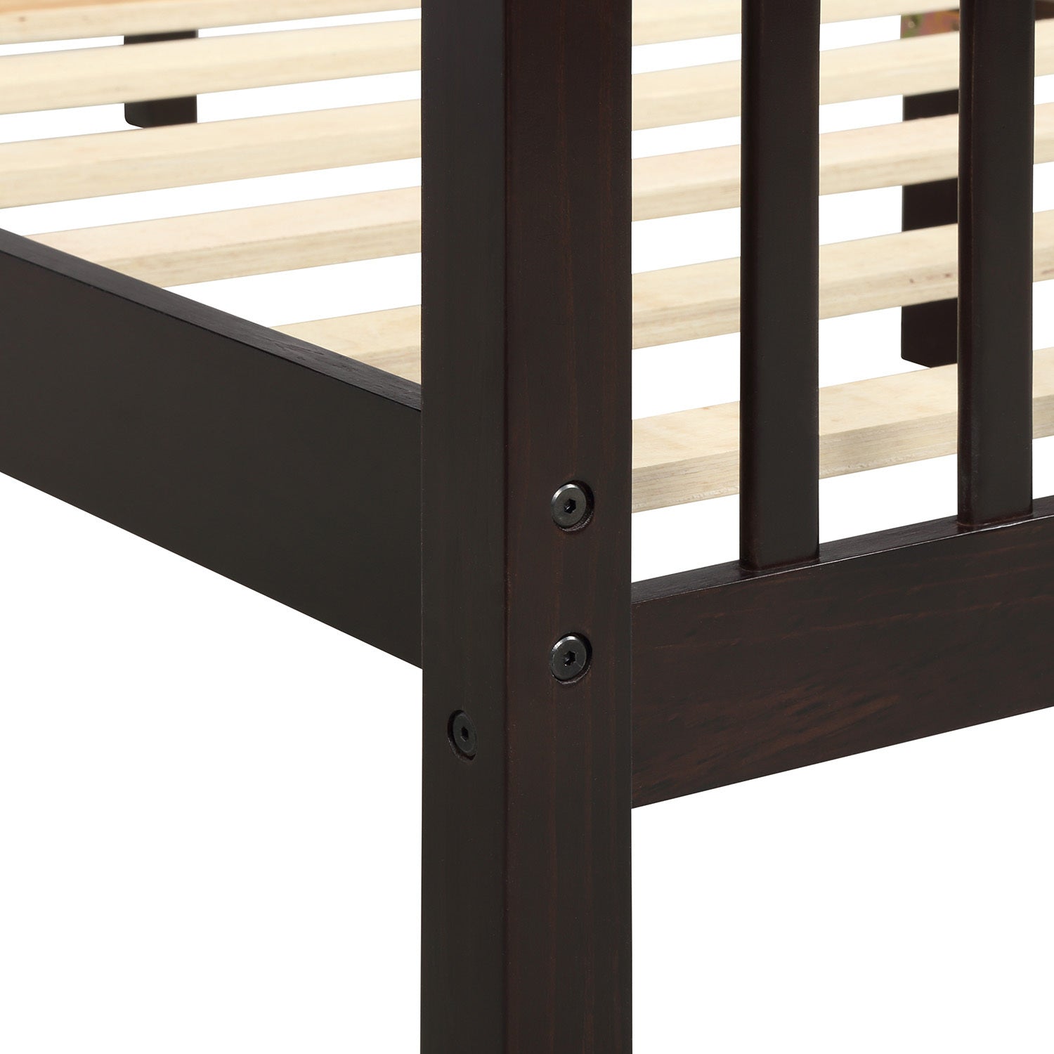 HAOYYE Wood Platform Bed Twin Bed with Headboard and Footboard (Espresso) Sturdy Space-Saving Heavy Duty Modern Design Easy Assembly Durable Stylish Home Furniture Versatile