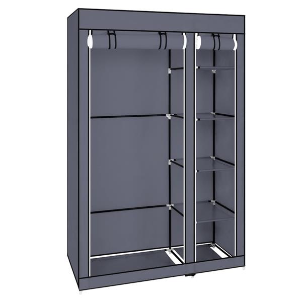 DE Direct HAOYYE Portable Clothes Closet Wardrobe with Non-Woven Fabric Cover and Hanging Rod Strong Steel Frame Freestanding Storage Organizer Dustproof Fabric Shelves Quick and Easy Assembly for Bedroom Entryway