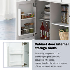 HAOYYE Kitchen Cart with Rubber wood Drop-Leaf Countertop ,Cabinet door internal storage racks,Kitchen Island on 5 Wheels with Storage Cabinet and 3 Drawers for Dinning Room,White Sturdy Space-Saving Durable