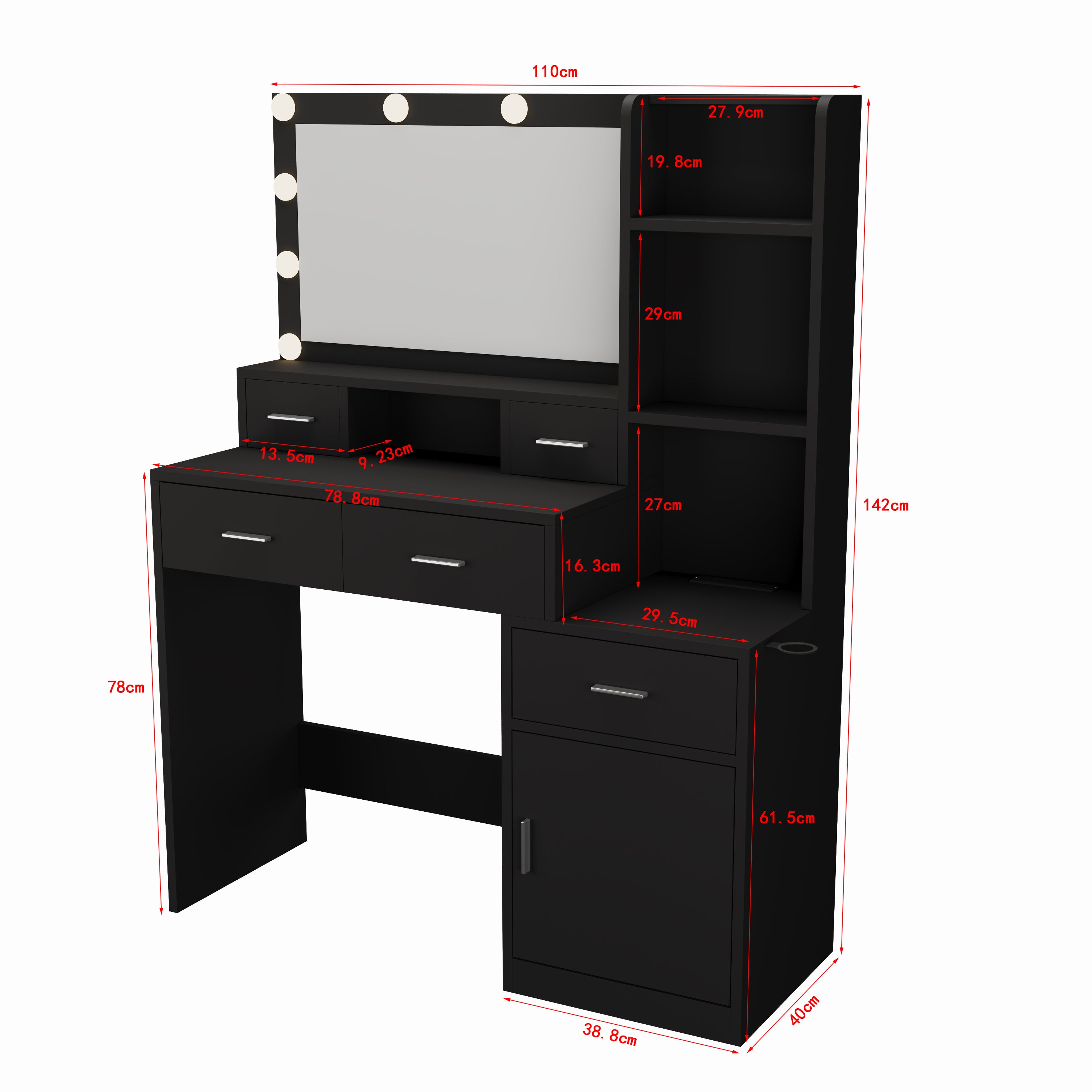 HAOYYE Smart Mirror Dressing Table with Drawers and Storage Cabinet, Modern Vanity Table with Soft Dressing Pad for Bedroom, Sturdy Space-Saving Heavy Duty Construction, Ideal for Adults