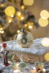 HAOYYE D3.9" Christmas Ball Ornaments, Glass Decorative Hanging Ball Christmas Tree Ornaments for Holiday Party Decorations, Set of 6 Sturdy Space-Saving Heavy Duty Modern Design Adults Dorm Room