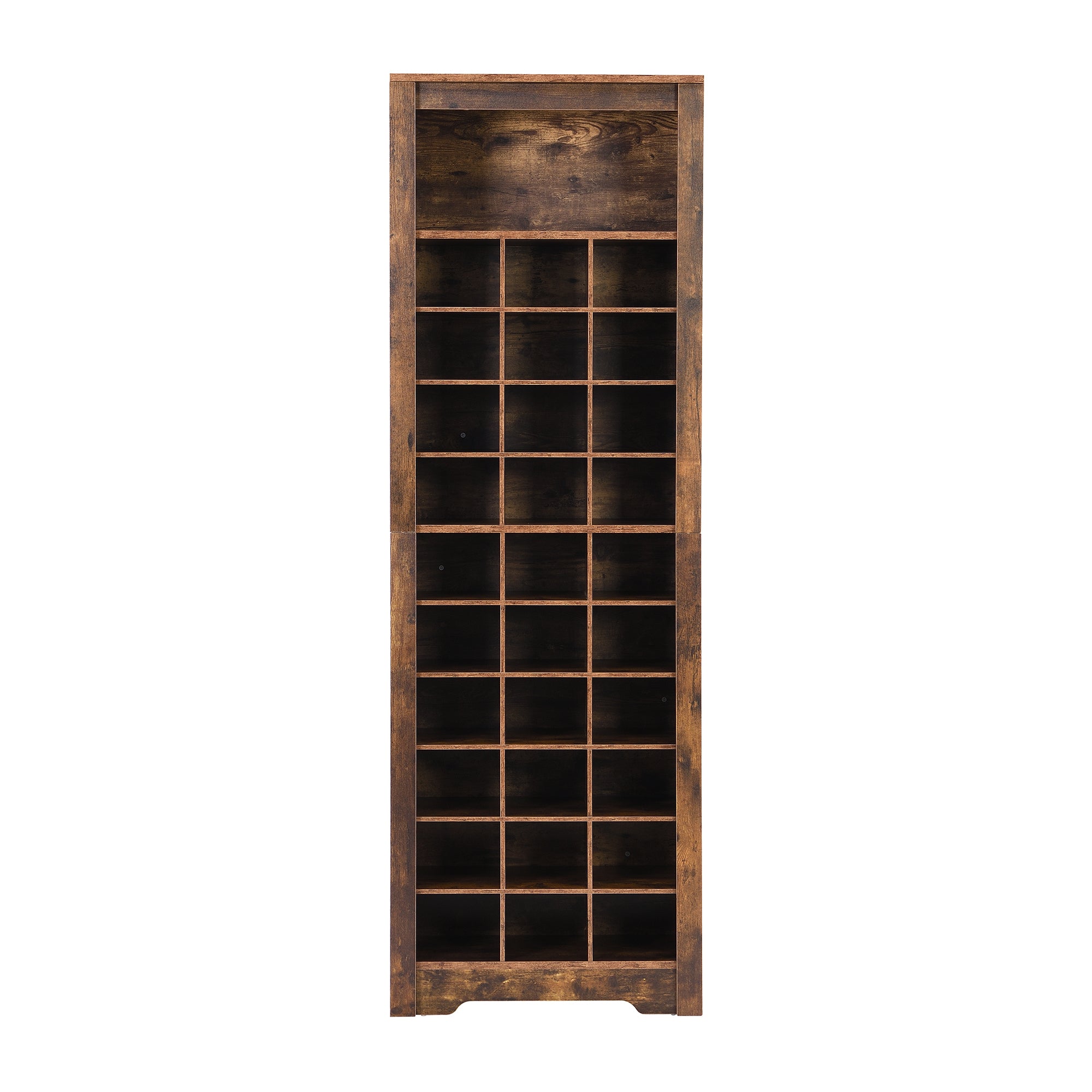 HAOYYE ON-TREND Stylish Design 30 Shoe Cubby Console, Contemporary Shoe Cabinet with Multiple Storage Capacity, Free Standing Tall Cabinet with Versatile Use for Hallway, Bedroom, Rustic Brown Sturdy