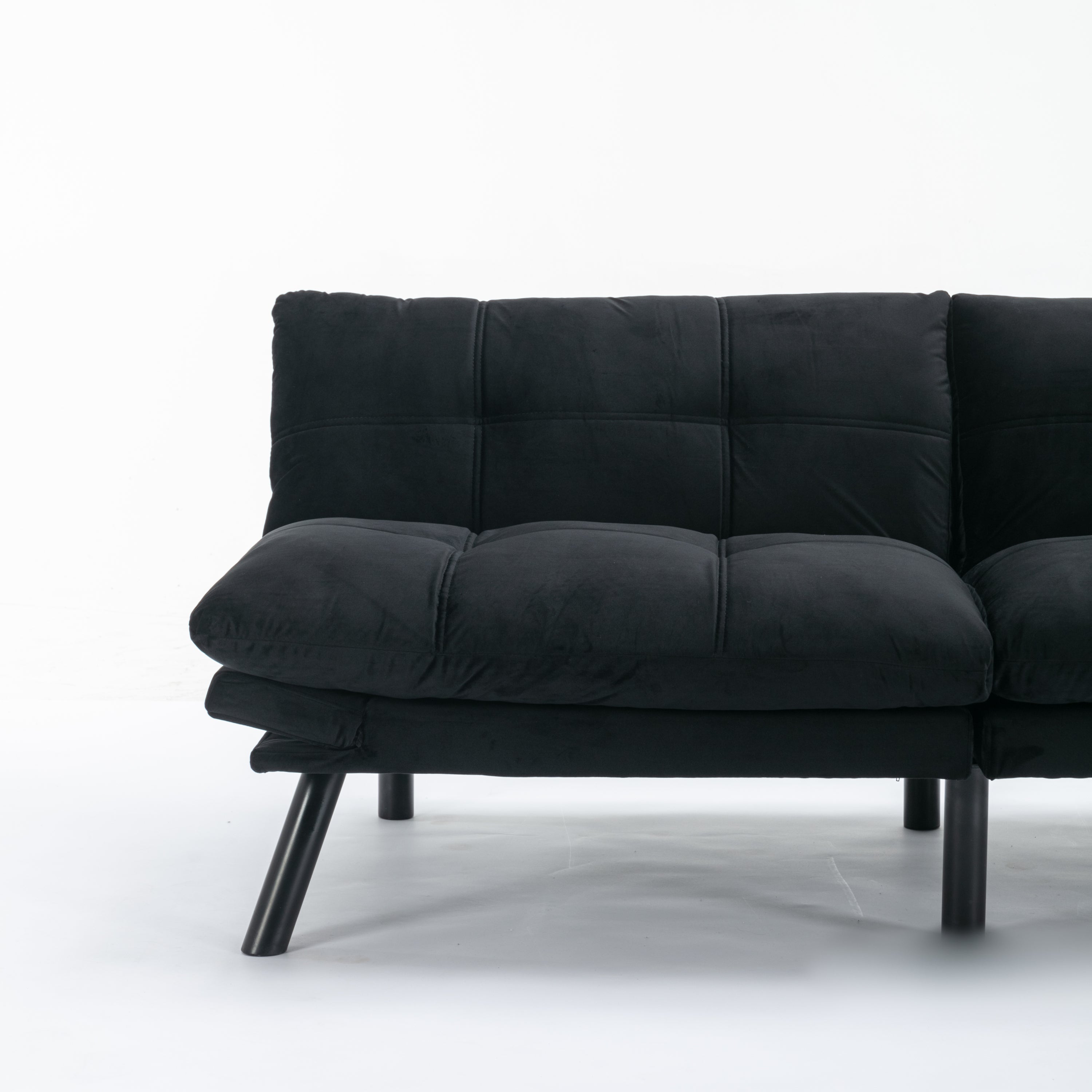 HAOYYE Black Convertible Folding Modern Sofa Bed, Sturdy Space-Saving Heavy Duty Design for Adults Dorm Room Easy Assembly Bedroom Furniture