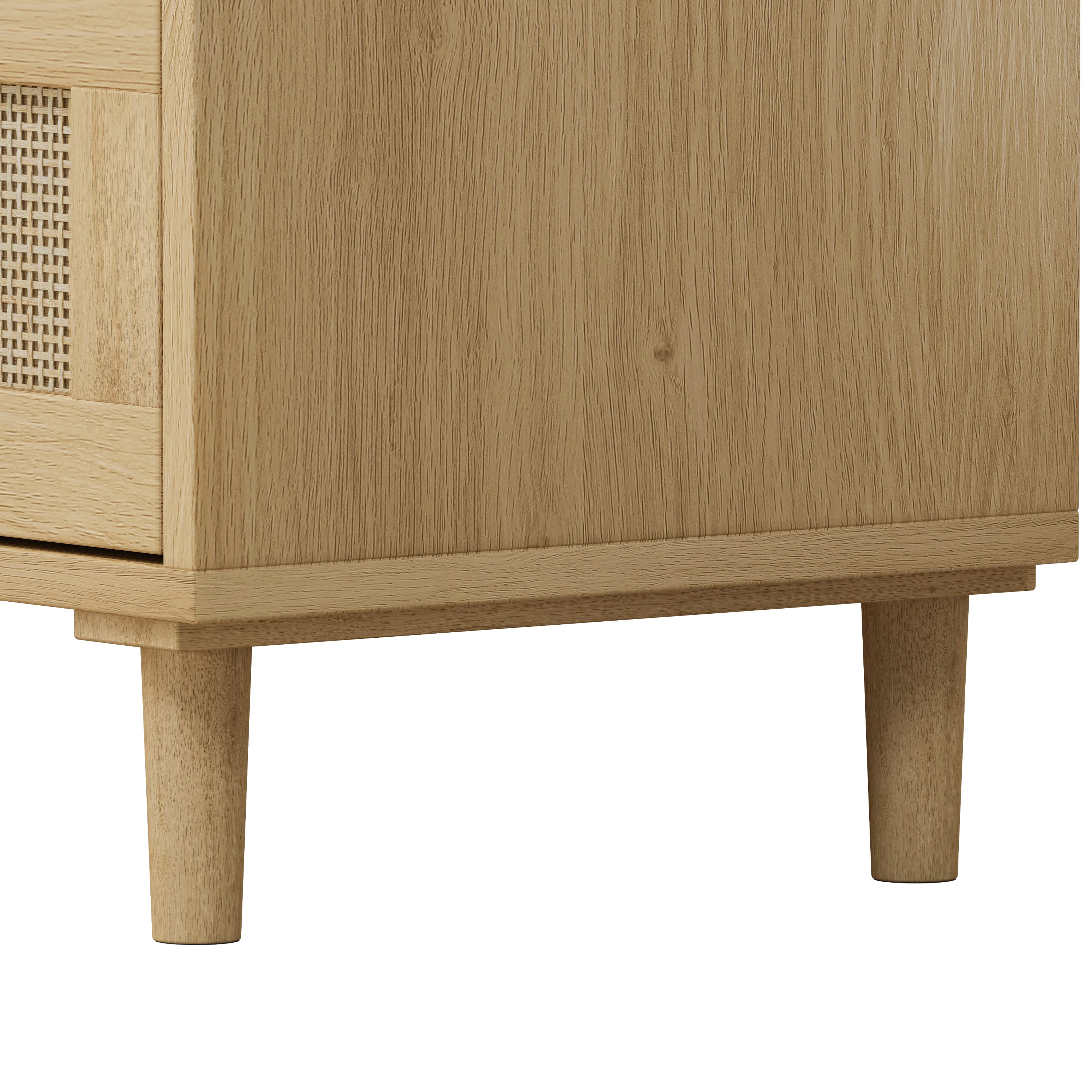 HAOYYE 31.50-Inch 3-Drawer Rattan Storage Cabinet for Bedroom, Living Room, Dining Room, and Hallways, Oak Finish, Sturdy Space-Saving Heavy Duty Modern Design, Easy Assembly for Adults and Dorm Rooms