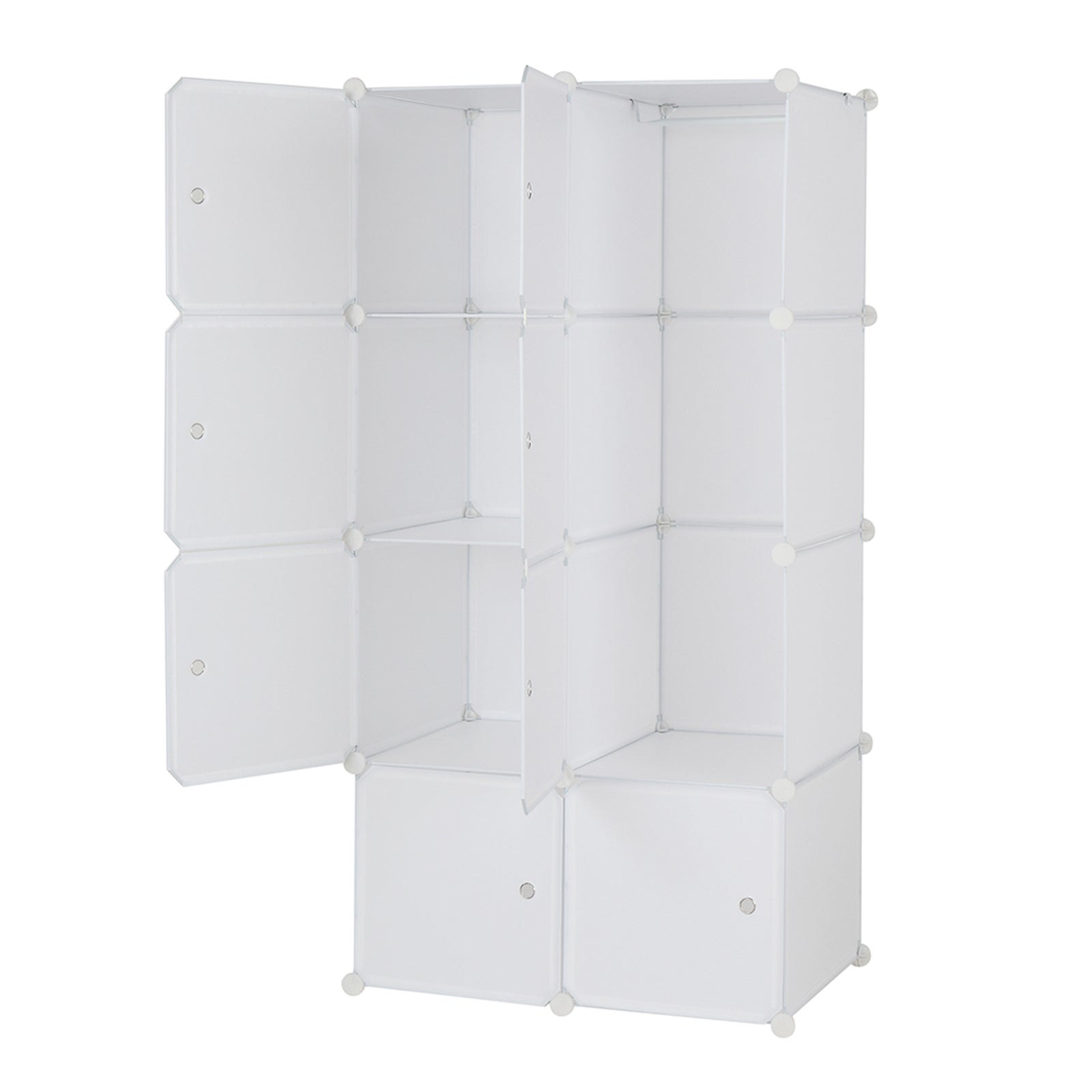 HAOYYE 8 Cube Organizer, Stackable Plastic Cube Storage Shelves, Multifunctional Modular Closet Cabinet with Hanging Rod, White, Durable Space-Saving Storage Solution, Modern Design, Versatile for Home Organization