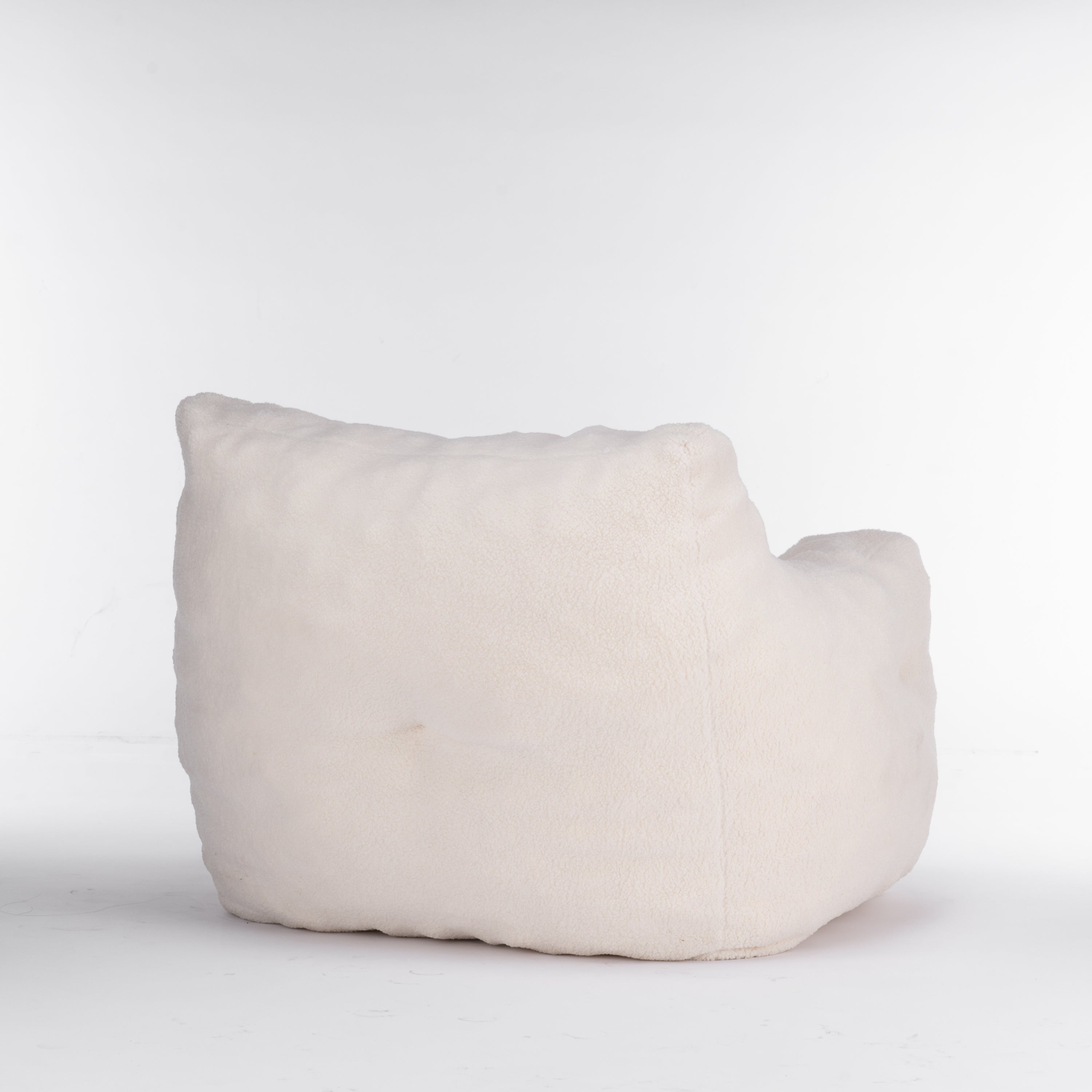 Haoyye Ivory Teddy Fabric Bean Bag Chair, Soft Tufted Foam Lounge Chair with Ergonomic Backrest, No Assembly Needed, Modern Floor Seating for Living Room, Bedroom or Lounge Area, Stylish Space-Saving Comfortable Accent Furniture