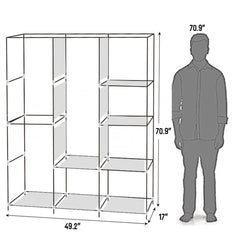 HAOYYE 71" Portable Closet Wardrobe Storage Organizer with Shelves, Durable Non-Woven Fabric Cover, Spacious Space-Saving Clothes Rack, Modern Versatile Design, Premium Quality, Stylish Gray Look