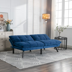 HAOYYE Navy Blue Convertible Folding Modern Sofa Bed Sturdy Space-Saving Heavy Duty Modern Design for Adults Dorm Room Easy Assembly Bedroom Furniture