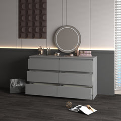 HAOYYE Gray 6-Drawer Dresser Chest, Sturdy Modern Storage Organizer With Space-Saving Design, Heavy Duty Construction, Easy Assembly For Bedroom And Dorm Room Furniture