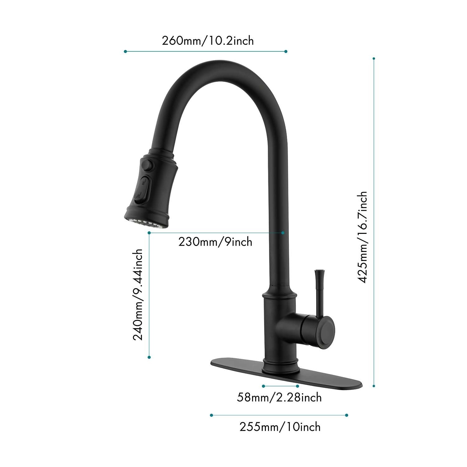 HAOYYE Single Handle High Arc Pull Out Kitchen Faucet,Single Level Stainless Steel Kitchen Sink Faucets with Pull Down Sprayer Sturdy Space-Saving Heavy Duty Modern Design Adults Dorm Room Easy Assembly