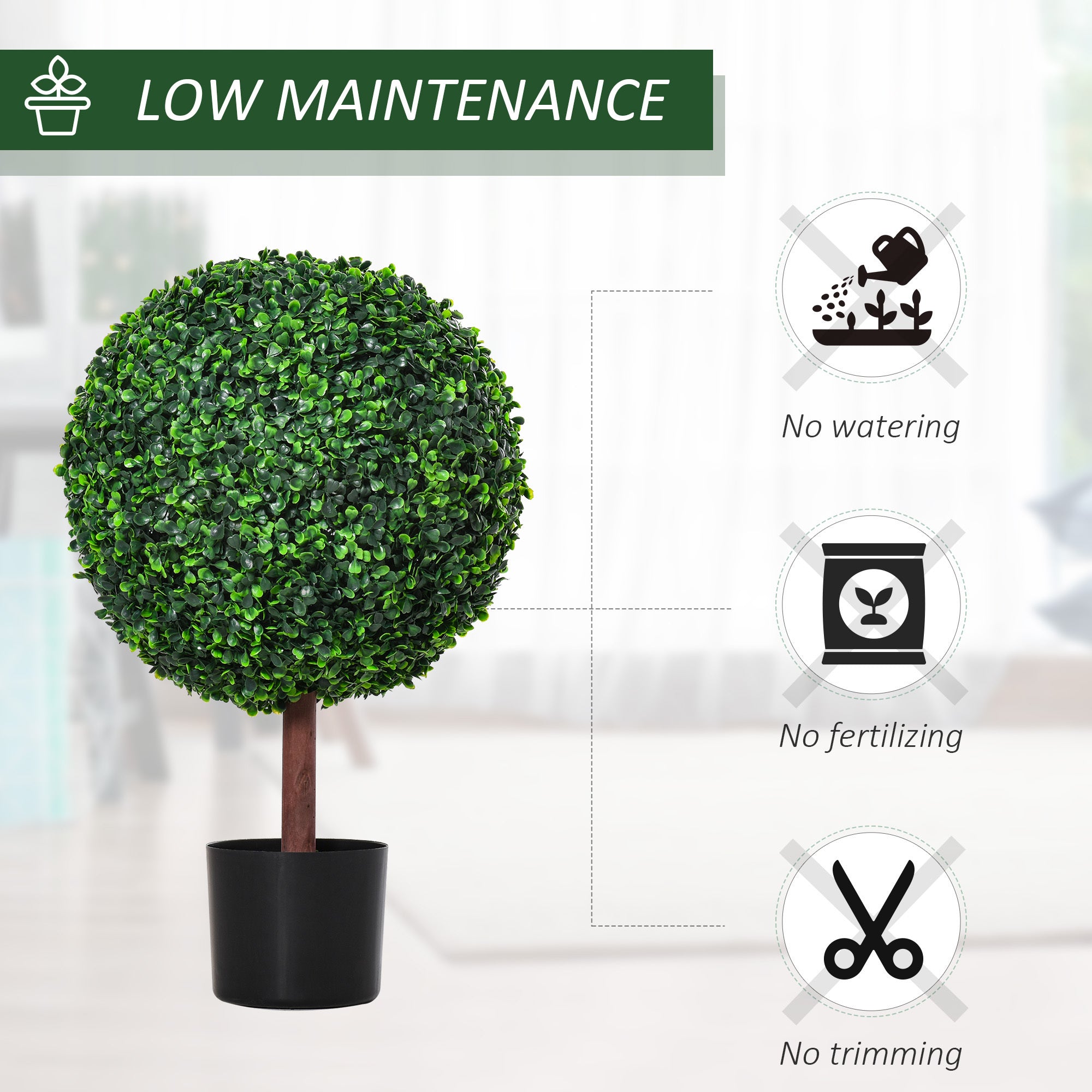 HAOYYE 23.5" Artificial Boxwood Topiary Ball Tree, Fake Decorative Plant, Nursery Pot Included for Home, Balcony, Backyard and Garden Sturdy Space-Saving Heavy Duty Modern Design Adults Dorm Room