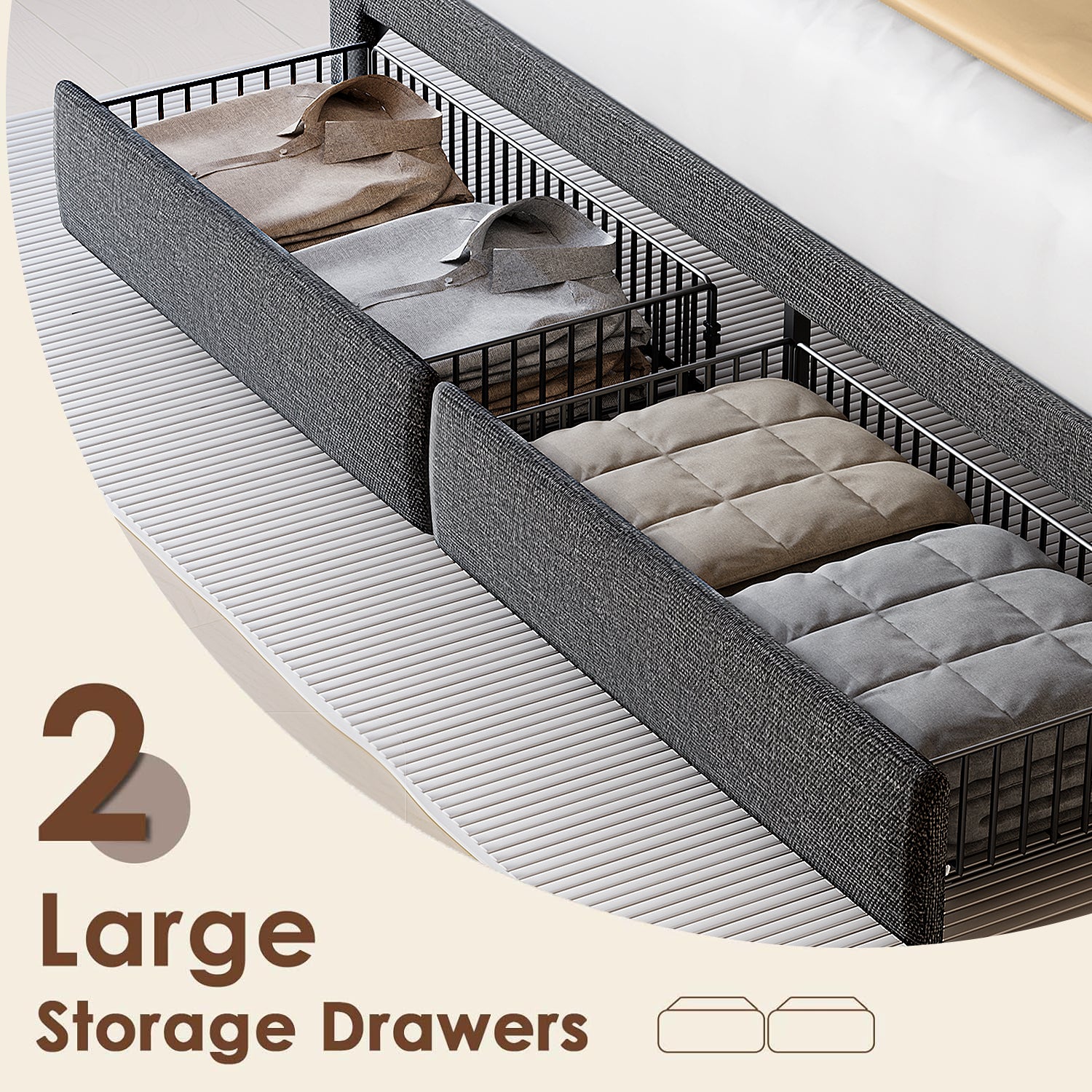 HAOYYE BED 778KING-DG-CLB Sturdy Space-Saving Heavy Duty Modern Design Adults Dorm Room Easy Assembly Bedroom Furniture