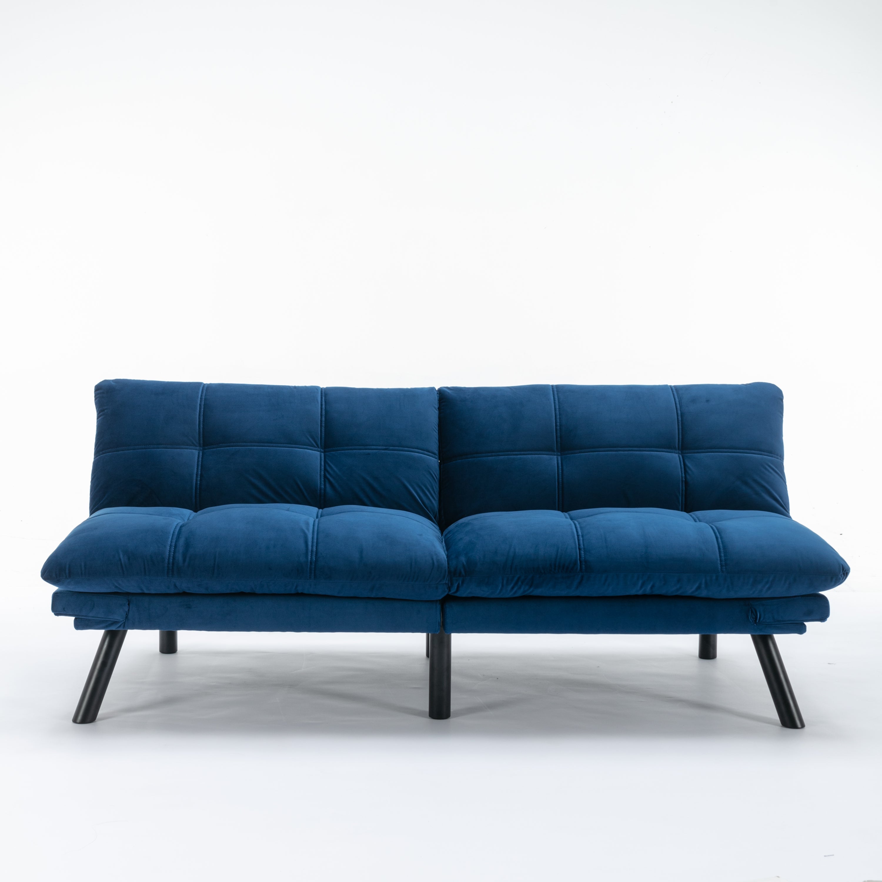 HAOYYE Navy Blue Convertible Folding Modern Sofa Bed Sturdy Space-Saving Heavy Duty Modern Design for Adults Dorm Room Easy Assembly Bedroom Furniture
