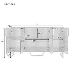 HAOYYE Modern Sideboard with Four Doors, Metal Handles and Legs, Adjustable Shelves, Stylish Storage Cabinet for Kitchen, Dining Room, Living Room, Black, Sturdy Space-Saving Heavy Duty Design, Ideal for Home and Apartment, Easy Assembly