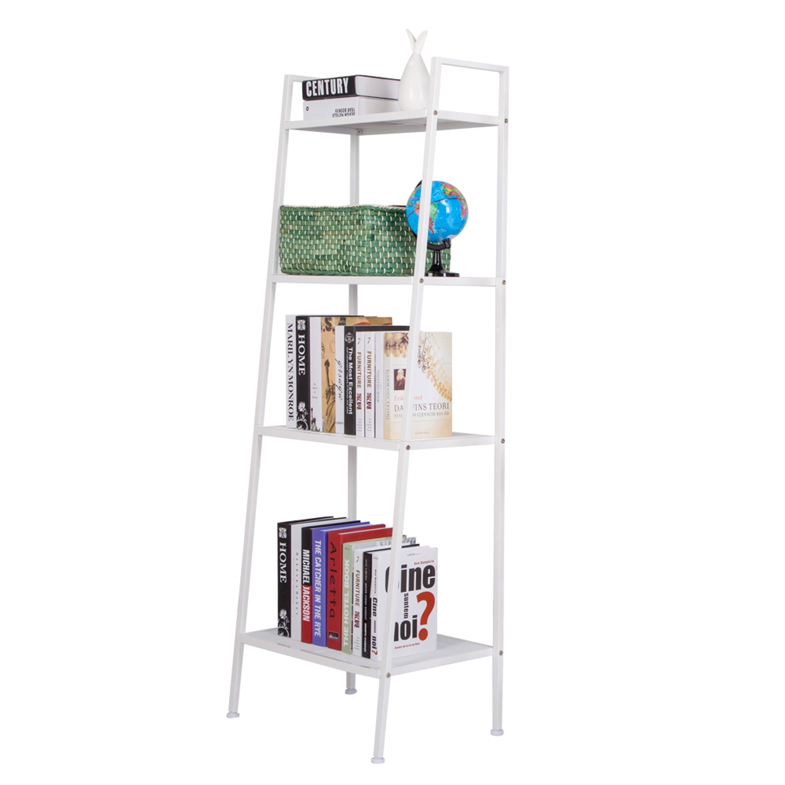HAOYYE Ivory White 4-Tier Bookshelf, Sturdy And Durable Design, Multifunctional Storage Solution, Modern Home Organizer For Living Room And Bedroom, Practical Stylish Space-Saving Shelf For Books, Décor, And Accessories