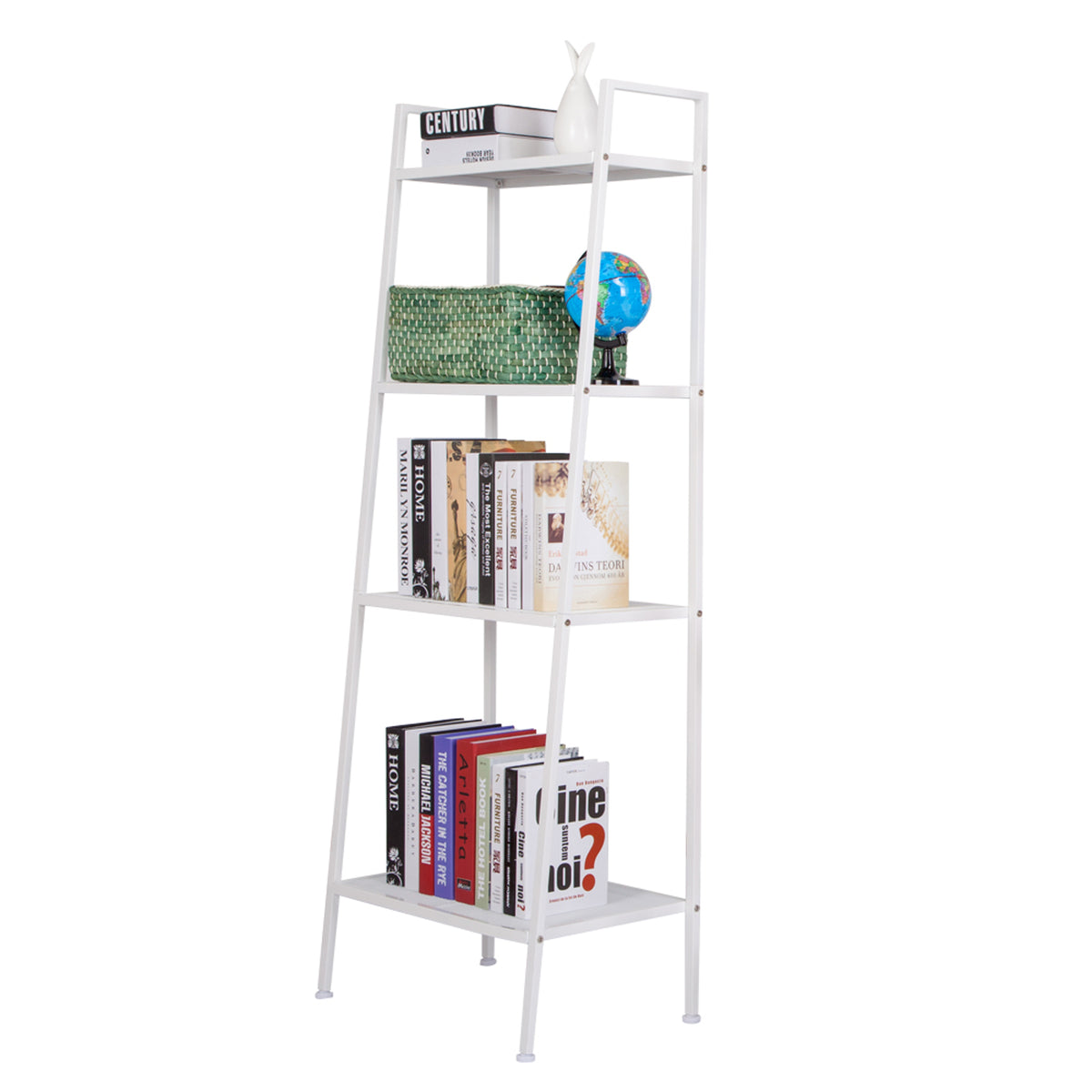 HAOYYE Ivory White 4-Tier Bookshelf, Sturdy And Durable Design, Multifunctional Storage Solution, Modern Home Organizer For Living Room And Bedroom, Practical Stylish Space-Saving Shelf For Books, Décor, And Accessories