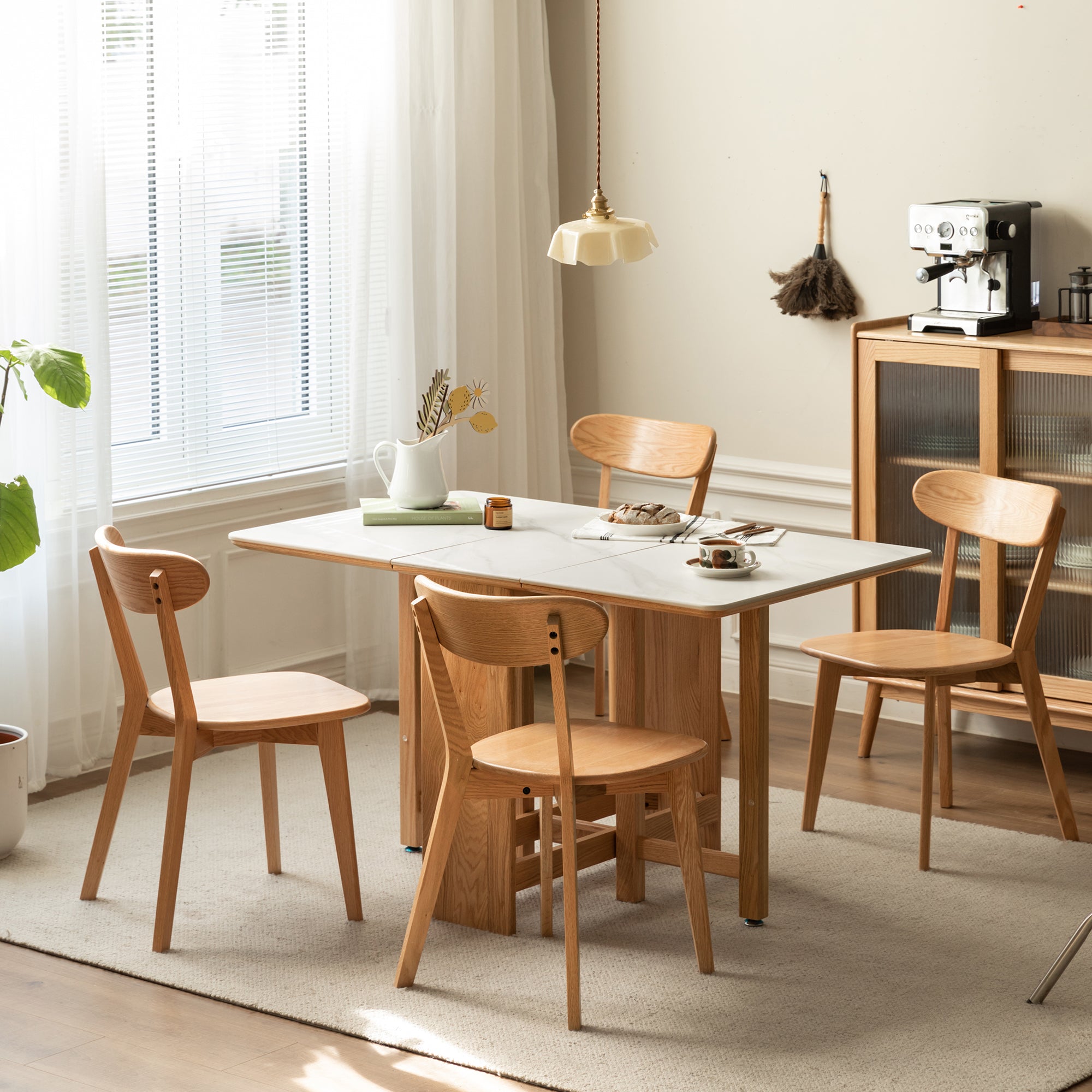 HAOYYE Dining chair wooden FAS grade oak natural wood made in North America 100% dirt-free wood chair solid chair table chair wooden living room chair simple and natural Sturdy Space-Saving