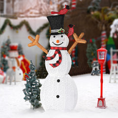 HAOYYE Lighted Snowman Christmas Yard Decorations with Birds, 170 Pre-Lit White LED Lights, Includes Stakes for Easy Setup, Festive Outdoor and Indoor Holiday Décor, Winter Wonderland Display for Front Yard, Garden, Porch, Patio