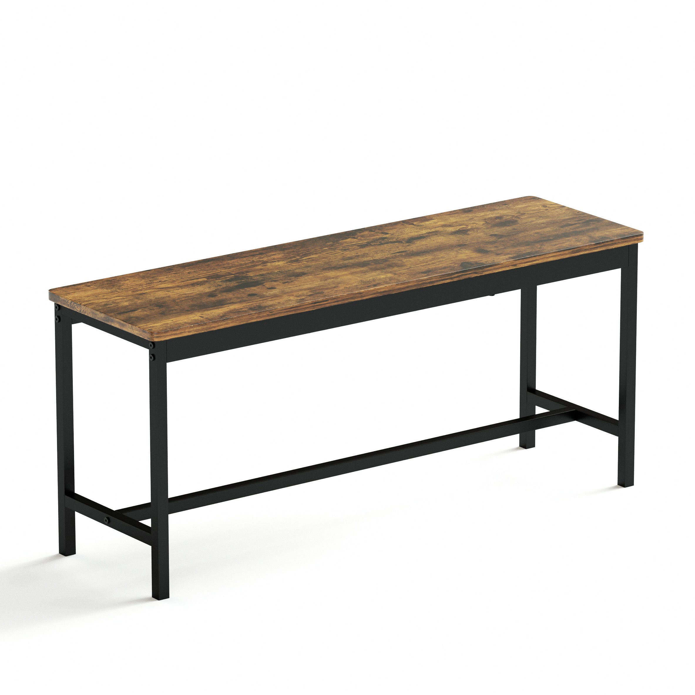 HAOYYE Dining Table Set with 2 Benches, Industrial Bar Table with Chairs for Kitchen, Breakfast Nook, Living Room, Party Room, Rustic Brown & Black, Sturdy Space-Saving Design for Small Spaces, Modern Home Furniture