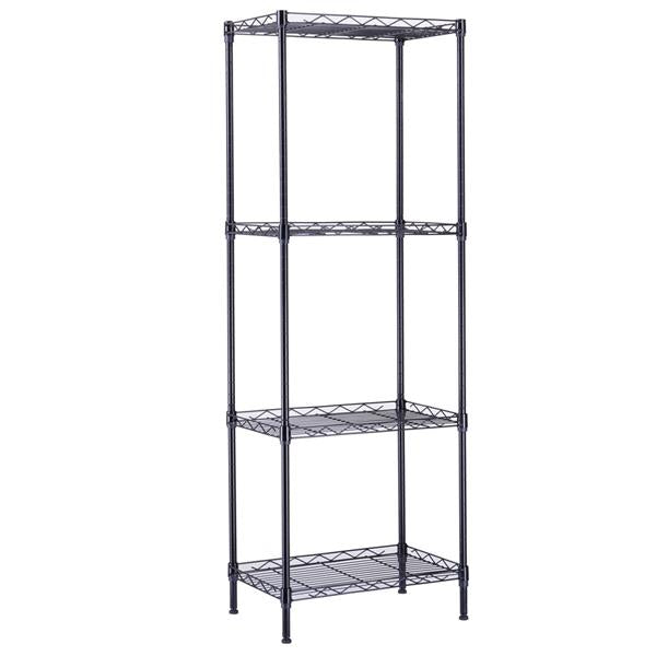 HAOYYE 4-Tier Wire Shelving Unit Metal Storage Rack Black Adjustable Organizer with Leveling Feet for Kitchen Bathroom Office