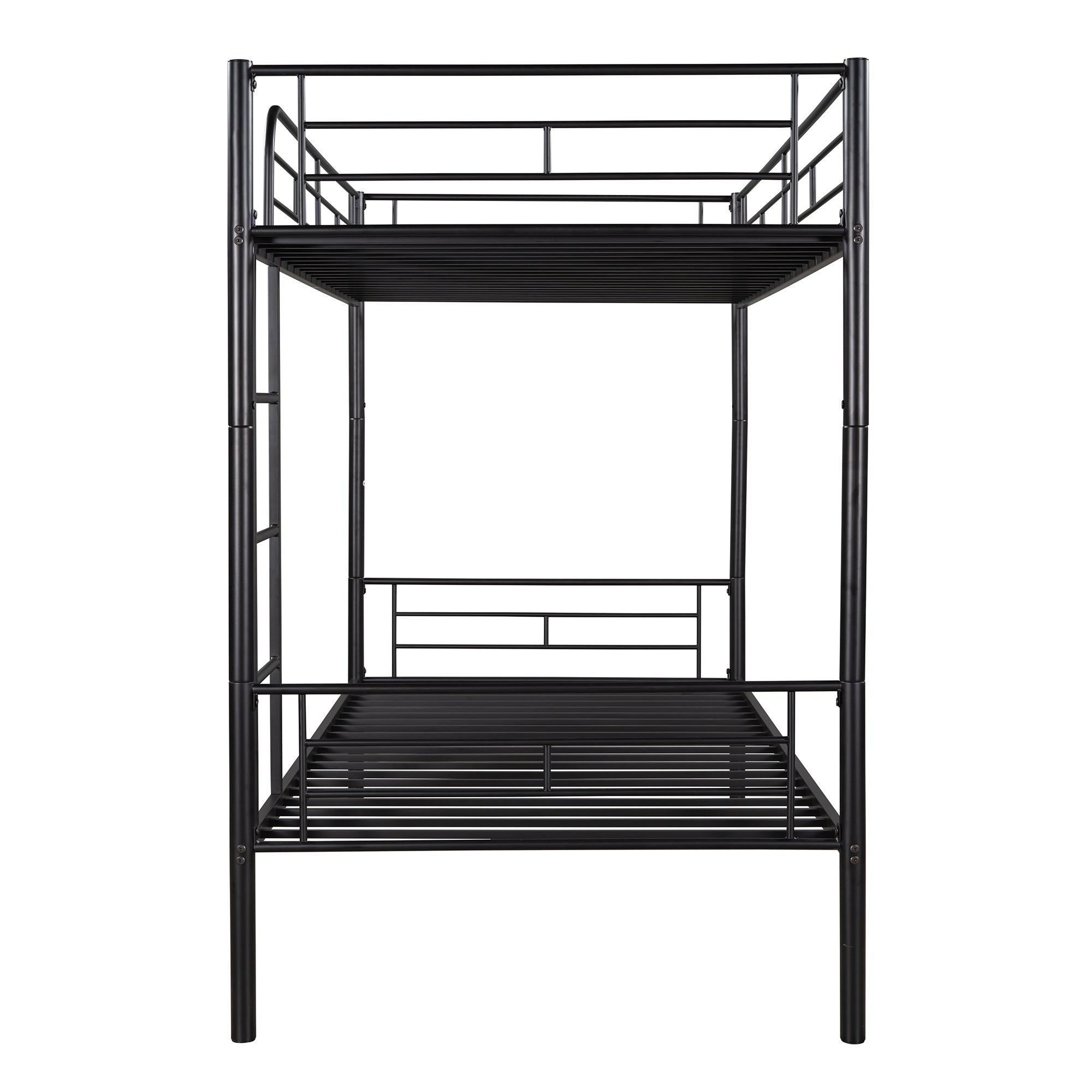 HAOYYE Twin Over Twin Metal Bunk Bed (Black) ( old sku: MF189201BAA ) Sturdy Space-Saving Heavy Duty Modern Design Easy Assembly Durable Stylish Home Furniture Versatile