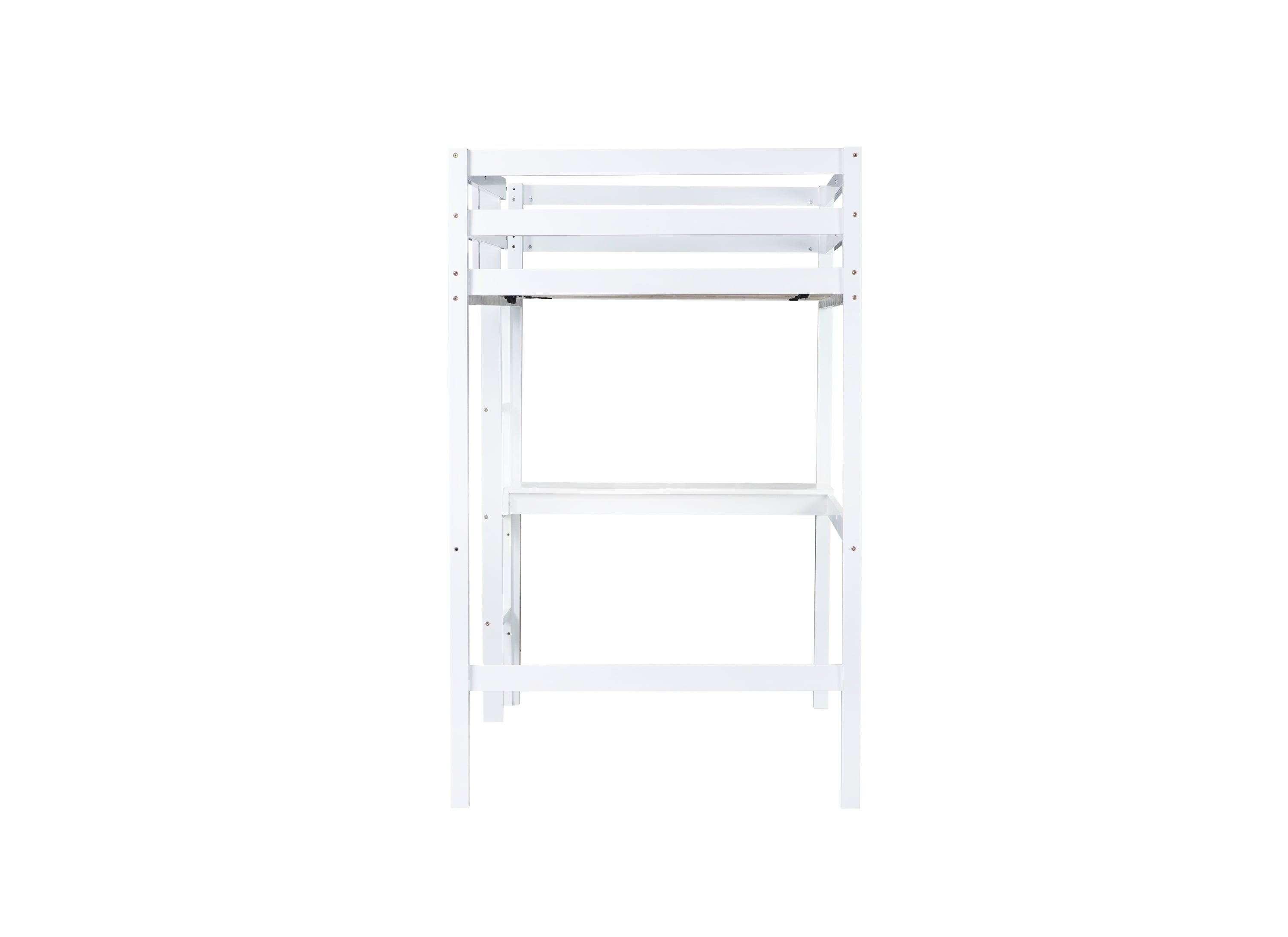 HAOYYE Twin High Loft Bed, Rubber Wood Loft Bed with Safety Guardrail, built-in desk, ladder,White Sturdy Space-Saving Heavy Duty Modern Design Adults Dorm Room Easy Assembly Bedroom Furniture