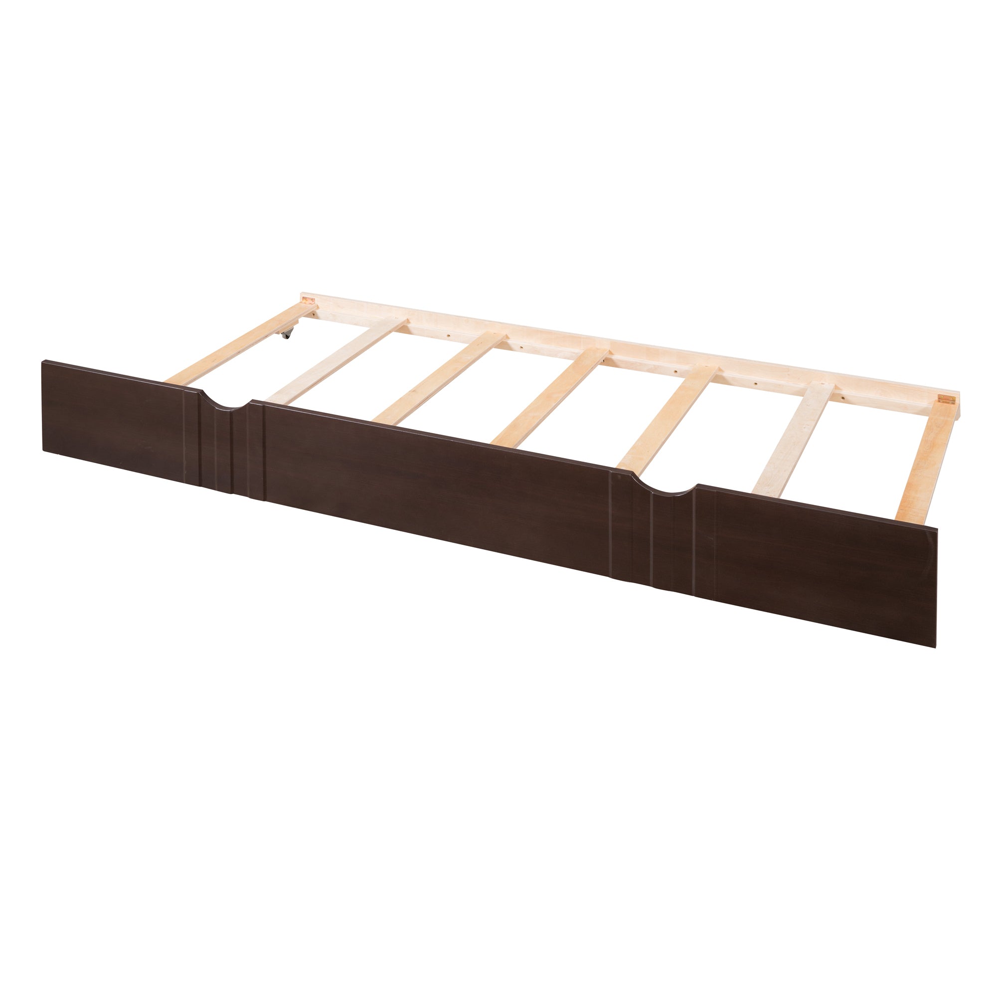 HAOYYE Full Size Daybed Wood Bed with Twin Size Trundle,Espresso Sturdy Space-Saving Heavy Duty Modern Design Adults Dorm Room Easy Assembly Bedroom Furniture