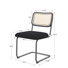 HAOYYE Set of 2, Teddy Velvet Dining Chair with High-Density Sponge, Rattan Chair for Dining room, Living room, Bedroom, Black Sturdy Space-Saving Heavy Duty Modern Design Adults Dorm Room Easy Assembly