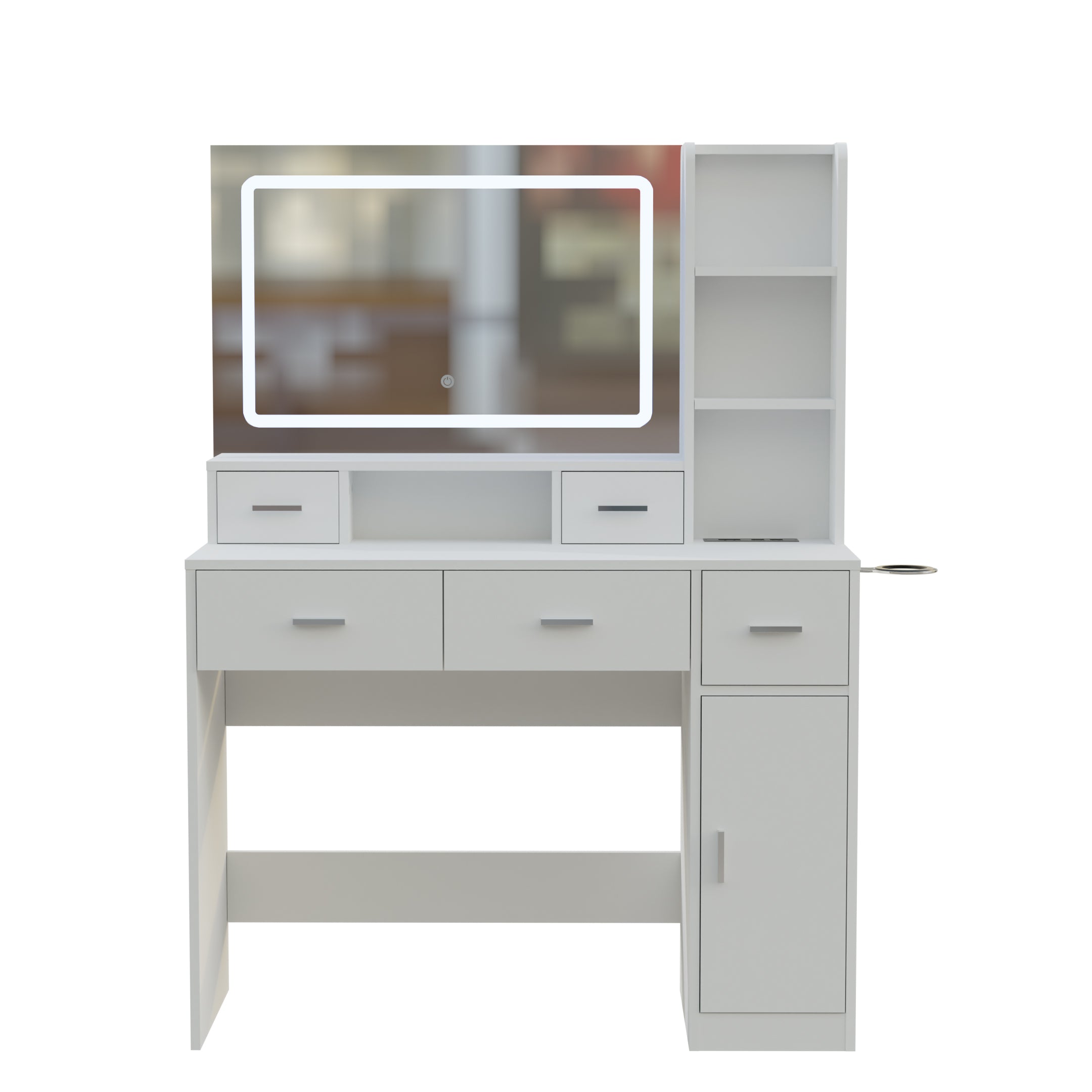 HAOYYE Smart Mirror Dressing Table with Drawers and Storage Cabinet, Modern Design Dressing Table with Soft Dressing Pad for Bedroom and Dressing Room, Sturdy Space-Saving Heavy Duty Construction, Ideal for Adults