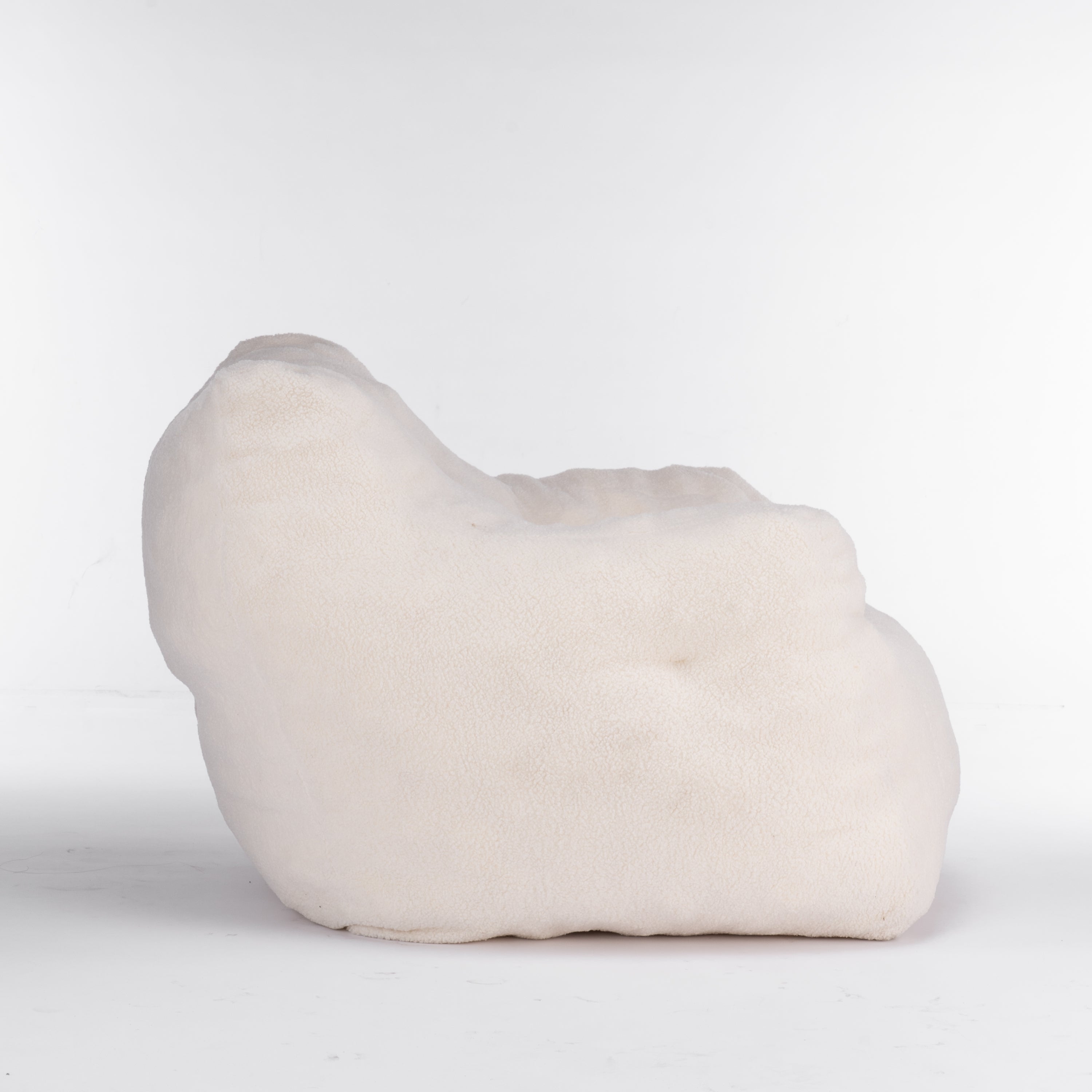 Haoyye Ivory Teddy Fabric Bean Bag Chair, Soft Tufted Foam Lounge Chair with Ergonomic Backrest, No Assembly Needed, Modern Floor Seating for Living Room, Bedroom or Lounge Area, Stylish Space-Saving Comfortable Accent Furniture