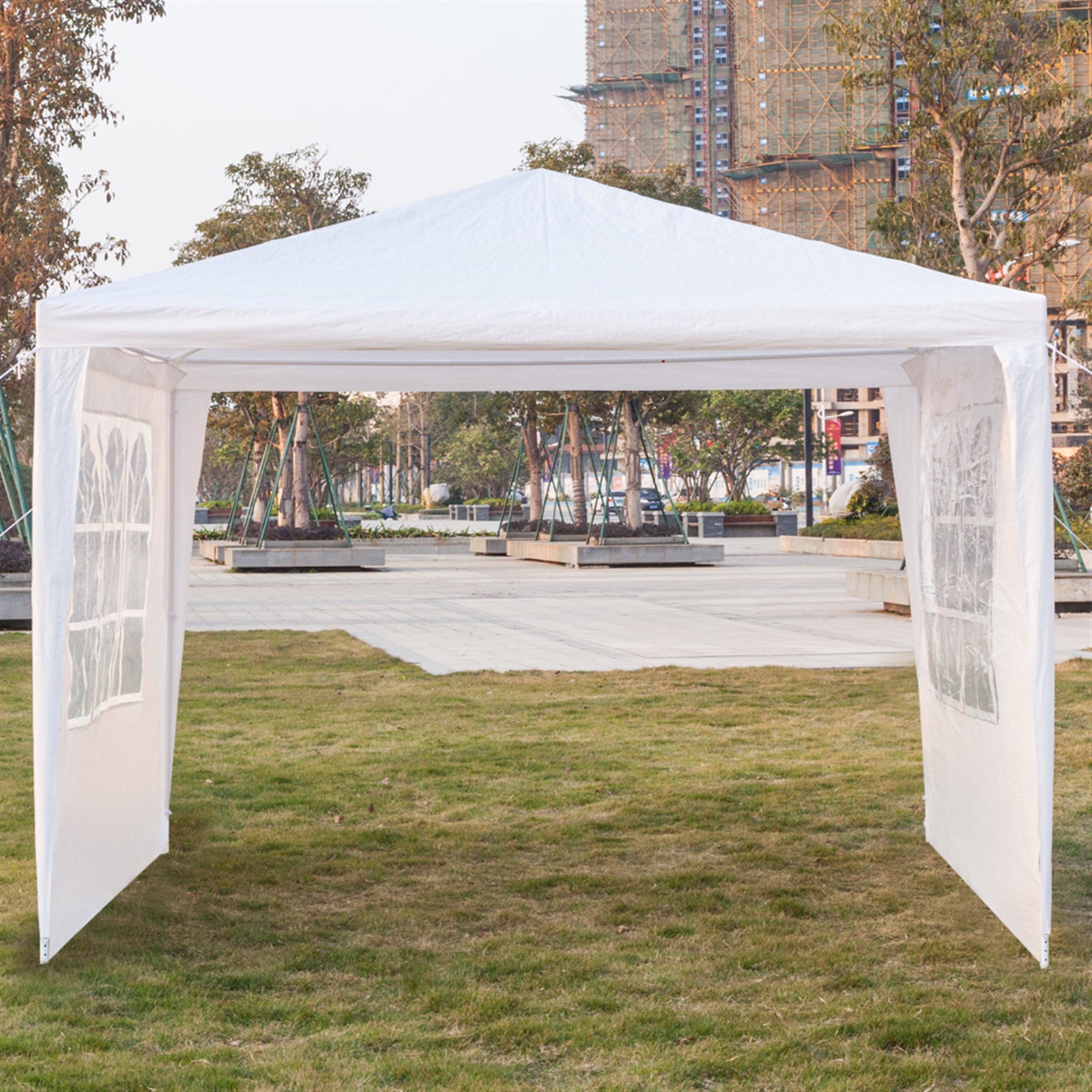 HAOYYE Outdoor Waterproof Tent 3x3m Pop Up Canopy with 3 Sidewalls Portable Folding Tent with Spiral Tubes for Backyard Wedding Party Event Sun Shade Shelter
