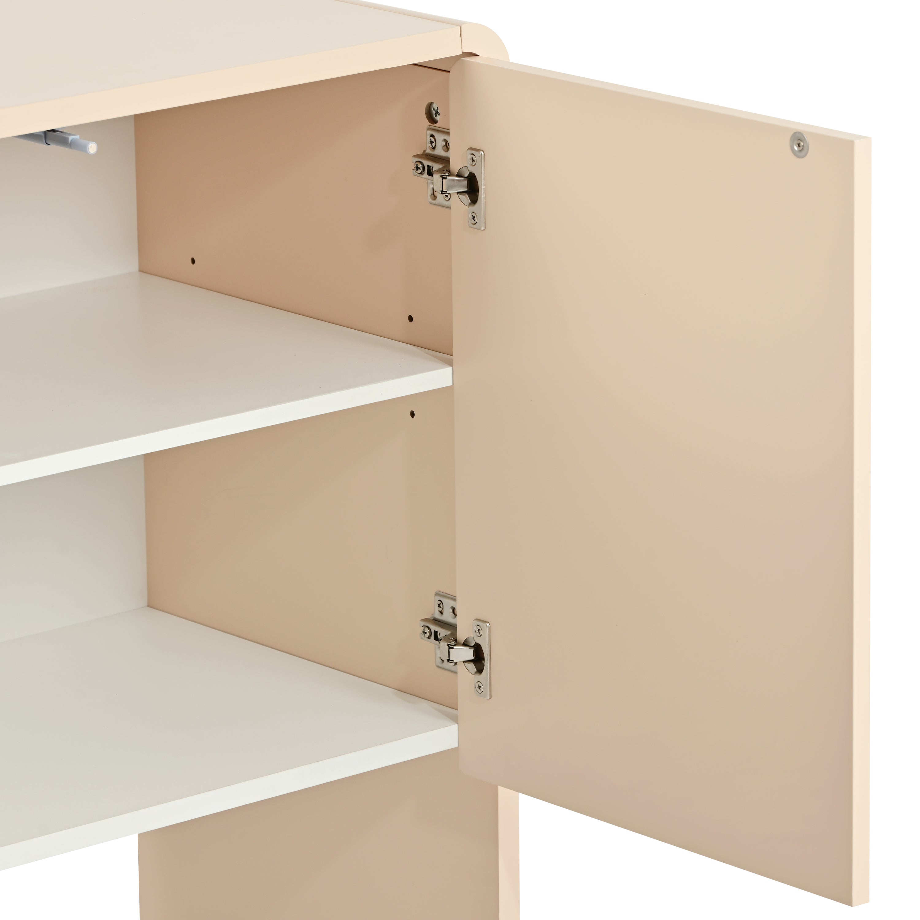 HAOYYE Minimalist Style 60"L Large Storage Space Sideboard with 4 Doors and Rebound Device for Living Room and Entryway (Apricot Cream) Sturdy Space-Saving Heavy Duty Modern Design Adults
