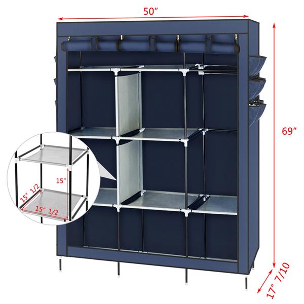 HAOYYE 69" High-leg Non-woven Fabric Assembled Cloth Wardrobe, Durable Space-Saving Storage Solution with Modern Design, Premium Quality, Stylish Dark Blue Color, Versatile Use for Bedroom, Living Room, Entryway, and Closet Organization