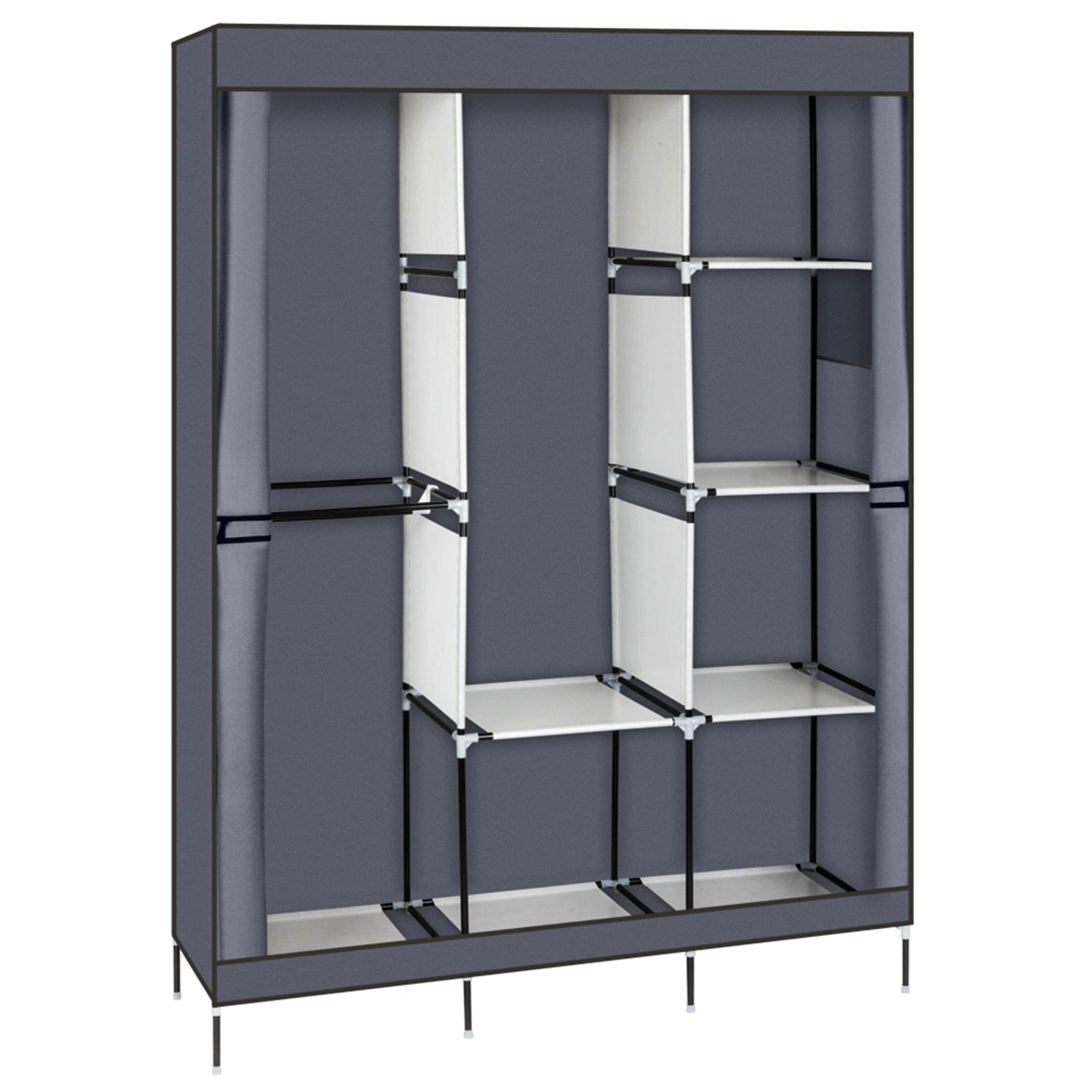 HAOYYE 71" Portable Closet Wardrobe Storage Organizer with Shelves, Durable Non-Woven Fabric Cover, Spacious Space-Saving Clothes Rack, Modern Versatile Design, Premium Quality, Stylish Gray Look
