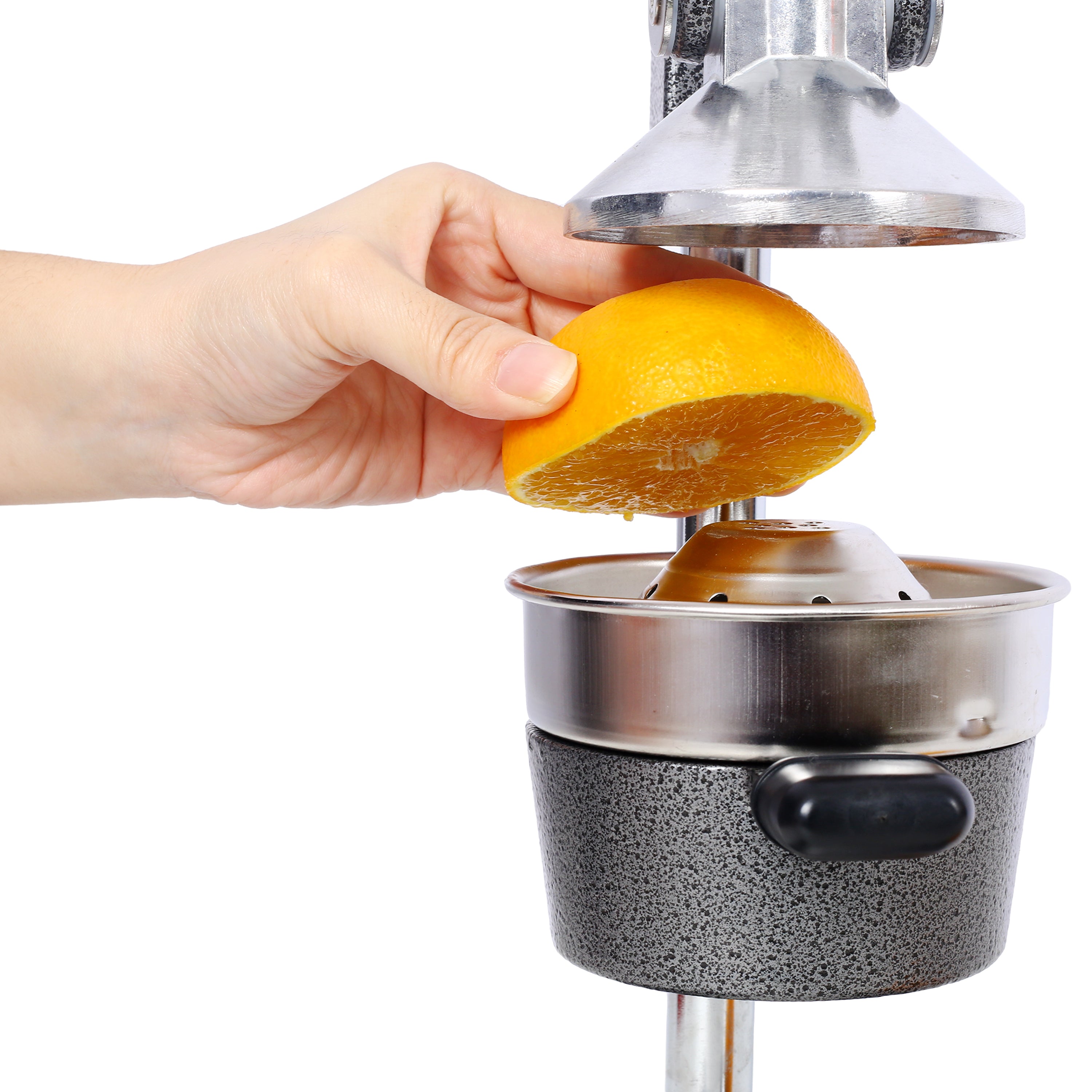 HAOYYE Cast Iron Citrus Juicer , Extra-Large Commercial Grade Manual Hand Press , Heavy Duty Countertop Squeezer for Fresh Orange Juice ,grey color Sturdy Space-Saving Modern Design Adults Dorm Room