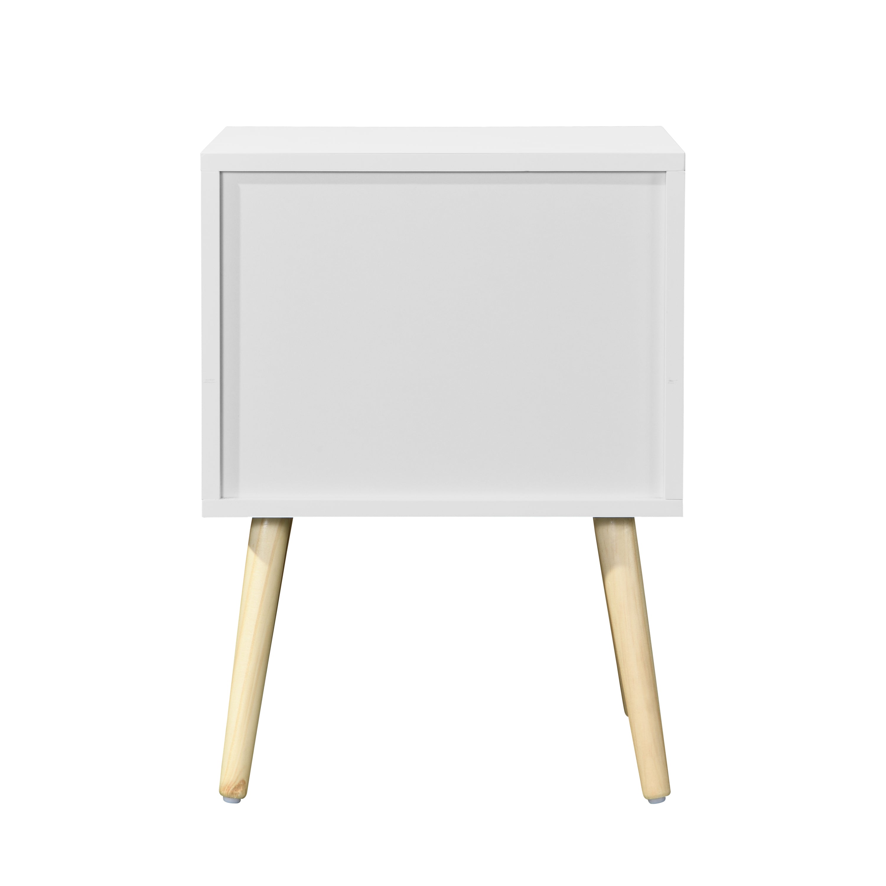 HAOYYE Side Table with 2 Drawer and Rubber Wood Legs, Mid-Century Modern Storage Cabinet for Bedroom Living Room Furniture, White with modern design, luxury style, durable material, space-saving.