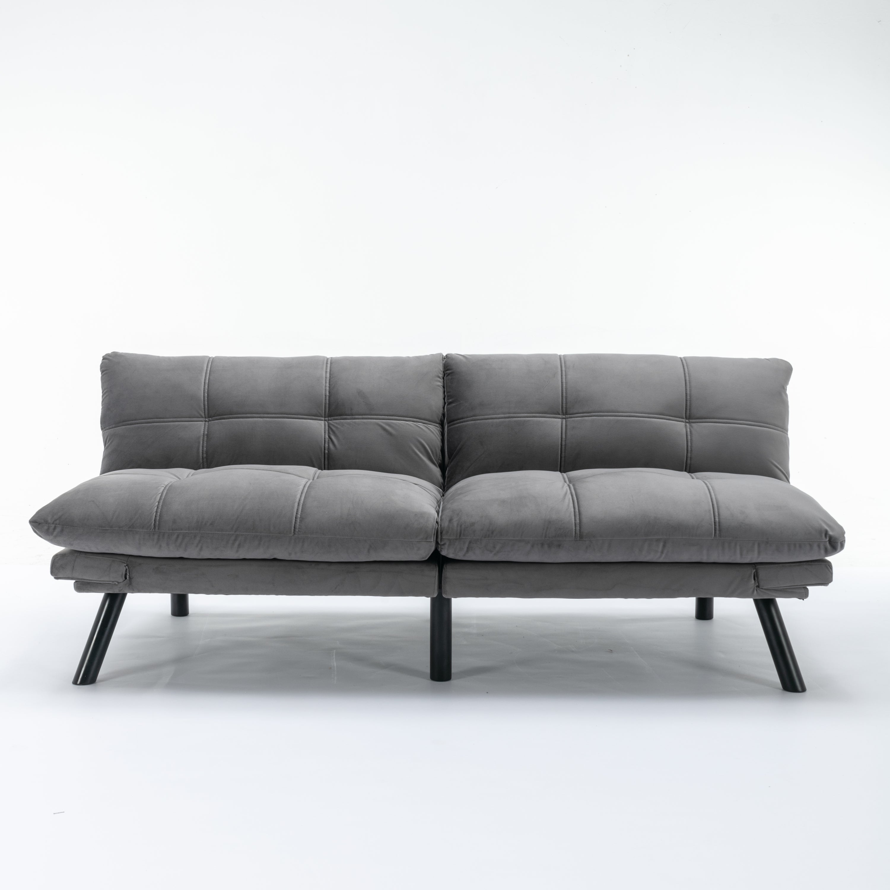 HAOYYE Light Grey Convertible Folding Modern sofa Bed Sturdy Space-Saving Heavy Duty Modern Design Adults Dorm Room Easy Assembly Bedroom Furniture