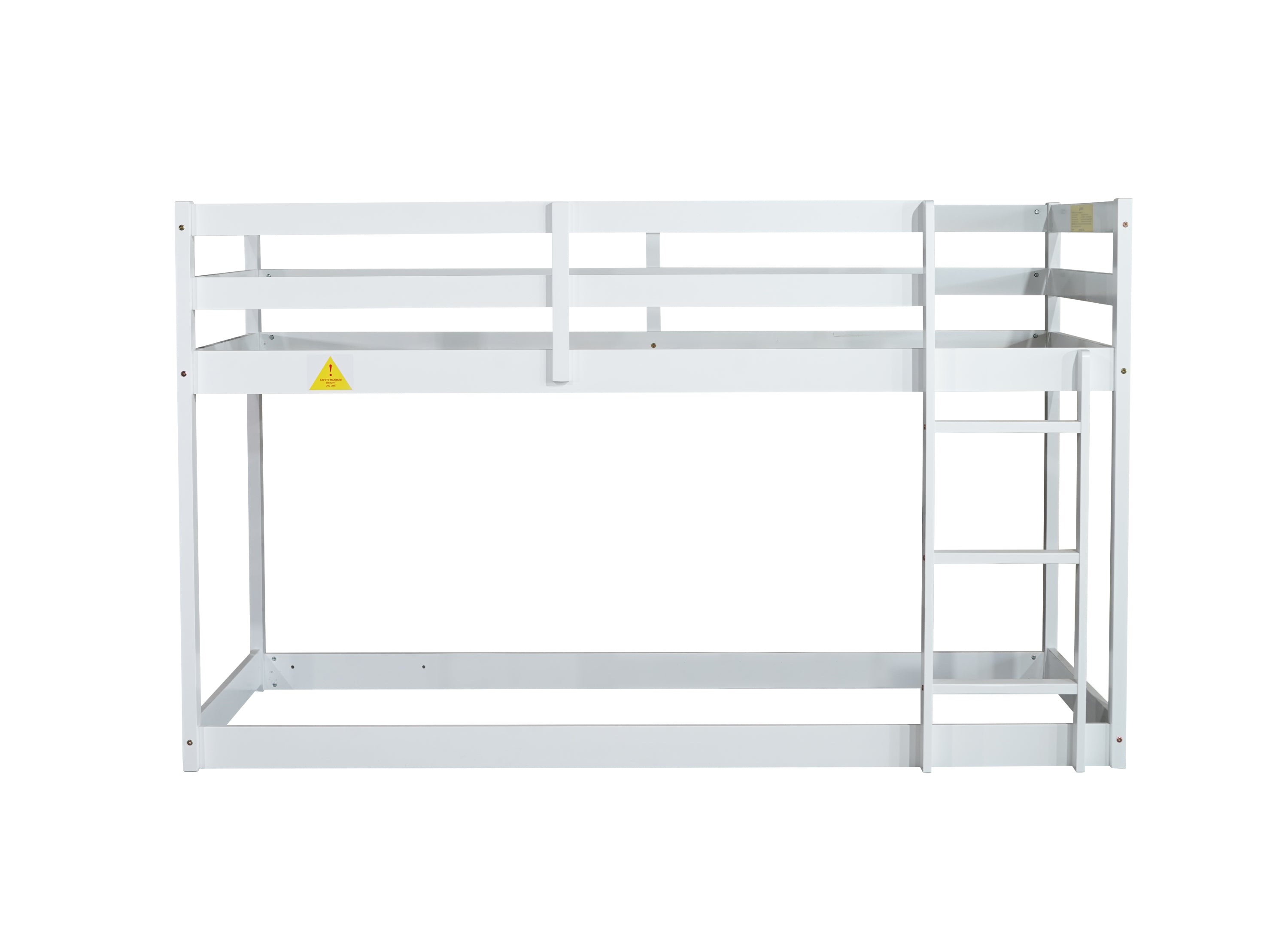 HAOYYE Solid Wooden, Solid Rubber Wooden Twin over Twin Loft Bed with Ladder, with Bed Platform of Strengthened Slats,White Sturdy Space-Saving Heavy Duty Modern Design Adults Dorm Room Easy Assembly