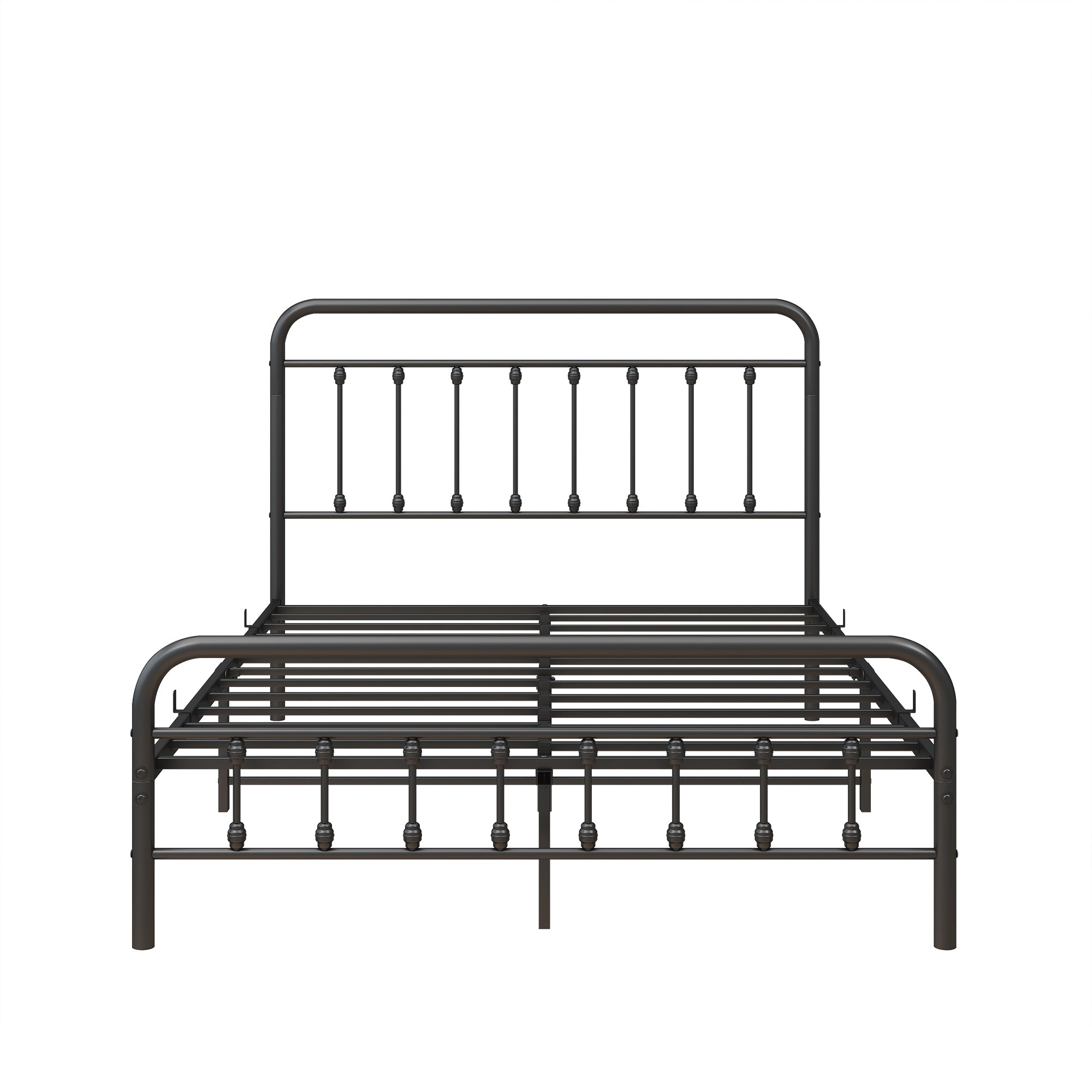 HAOYYE FULL Metal Platform Bed Frame with Headboard, Strong Slat Support, No Box Spring Needed,Easy Assembly BLACK Sturdy Space-Saving Heavy Duty Modern Design Durable Stylish Home Furniture Versatile