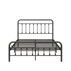 HAOYYE FULL Metal Platform Bed Frame with Headboard, Strong Slat Support, No Box Spring Needed,Easy Assembly BLACK Sturdy Space-Saving Heavy Duty Modern Design Durable Stylish Home Furniture Versatile