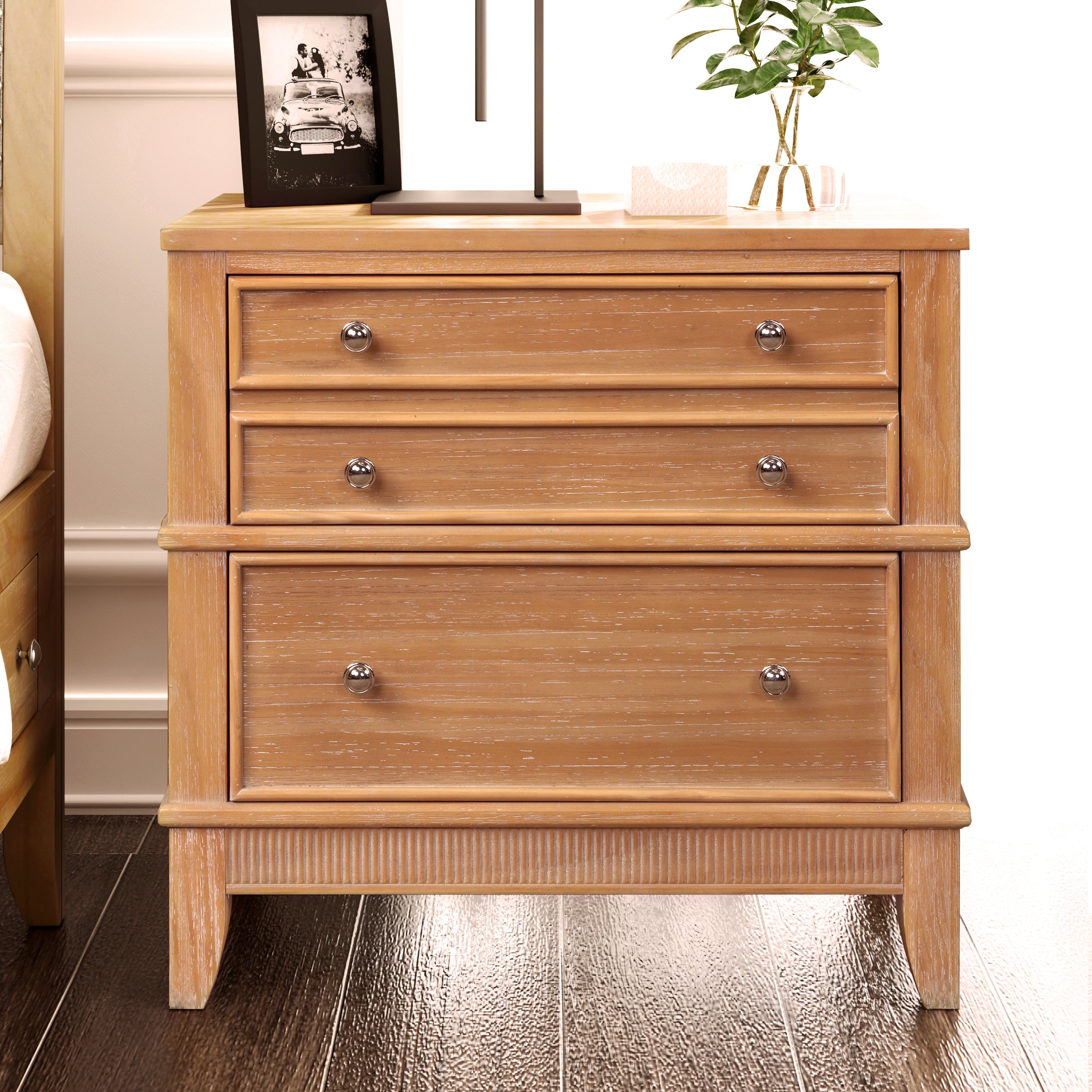 HAOYYE 3-Drawer Bedside Nightstand, Sturdy Space-Saving Design, Heavy Duty Construction, Easy Assembly, Durable and Stylish Home Furniture, Versatile for Bedroom or Guest Room