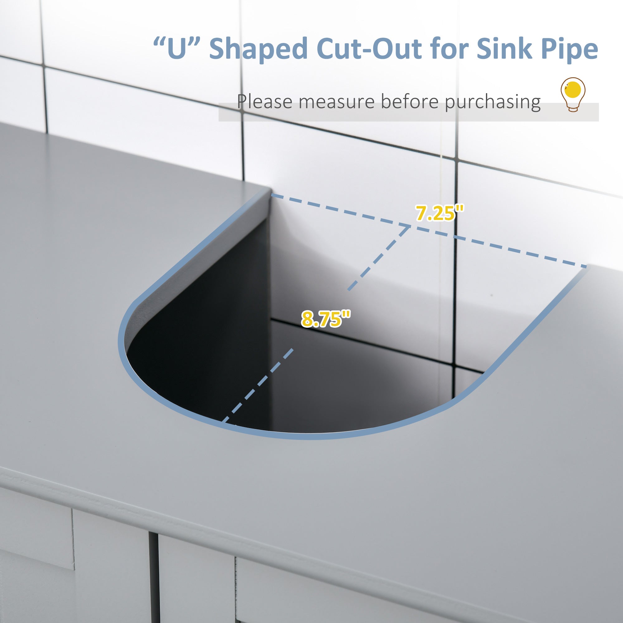HAOYYE Bathroom Storage Cabinet with Adjustable Shelf and U Shaped Cut Out for Under Sink, Freestanding Wooden Cabinet with Door for Bathroom Organizer, Modern Space Saving Floor Cabinet for Home and Apartment