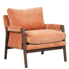 HAOYYE Mid-Century Modern Velvet Accent Chair,Leisure Chair with Solid Wood and Thick Seat Cushion for Living Room,Bedroom,Studio,Orange Sturdy Space-Saving Heavy Duty Modern Design Adults Dorm Room