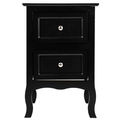 HAOYYE Country Style Two-Tier Nightstand Black Sturdy Design Durable Multifunctional Home Organizer Storage Solution Stylish Space-Saving Side Table for Living Room Bedroom