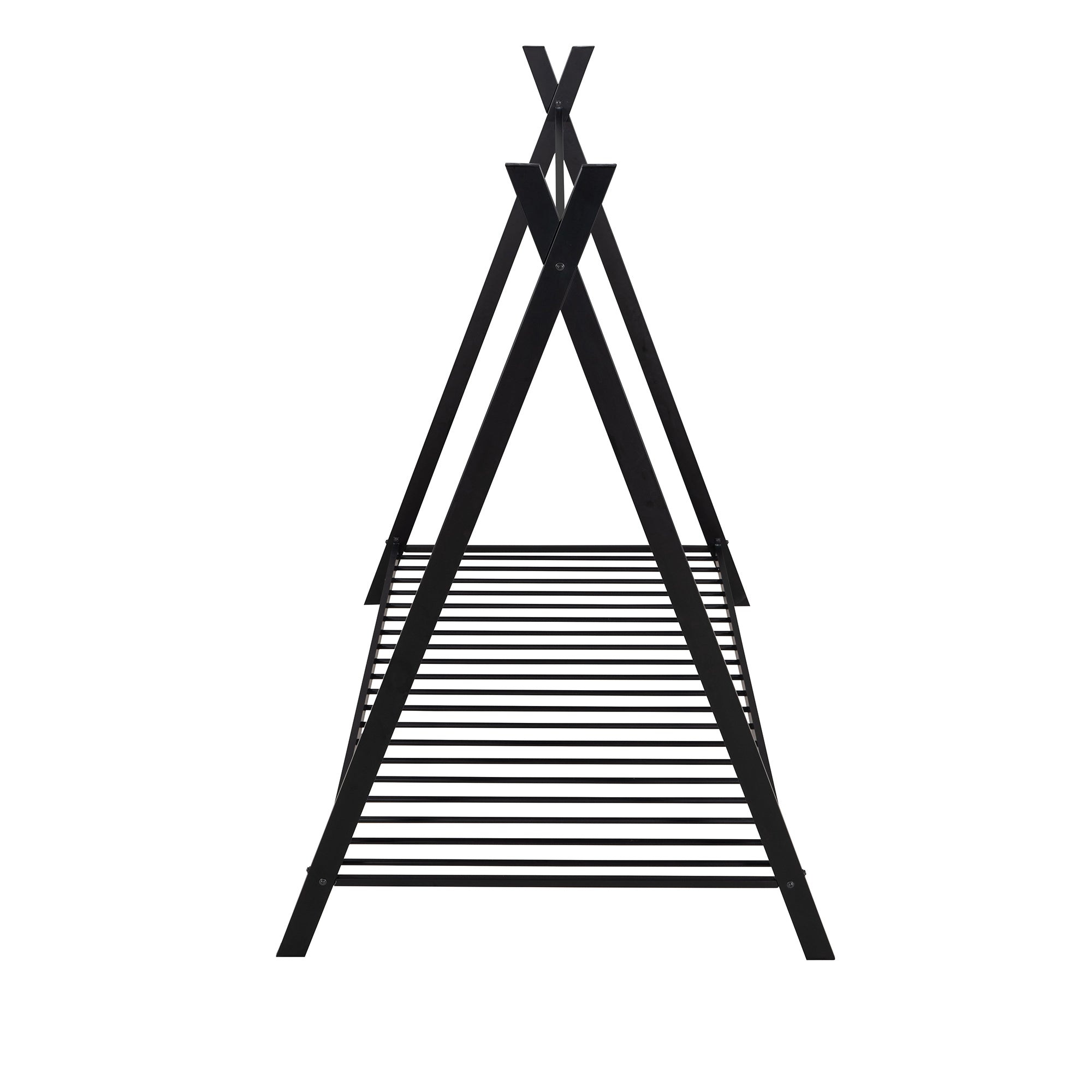 HAOYYE House Bed Tent Bed Frame Twin Size Metal Floor Play House Bed with Slat for Girls Boys , No Box Spring Needed Black Sturdy Space-Saving Heavy Duty Modern Design Easy Assembly Durable Stylish