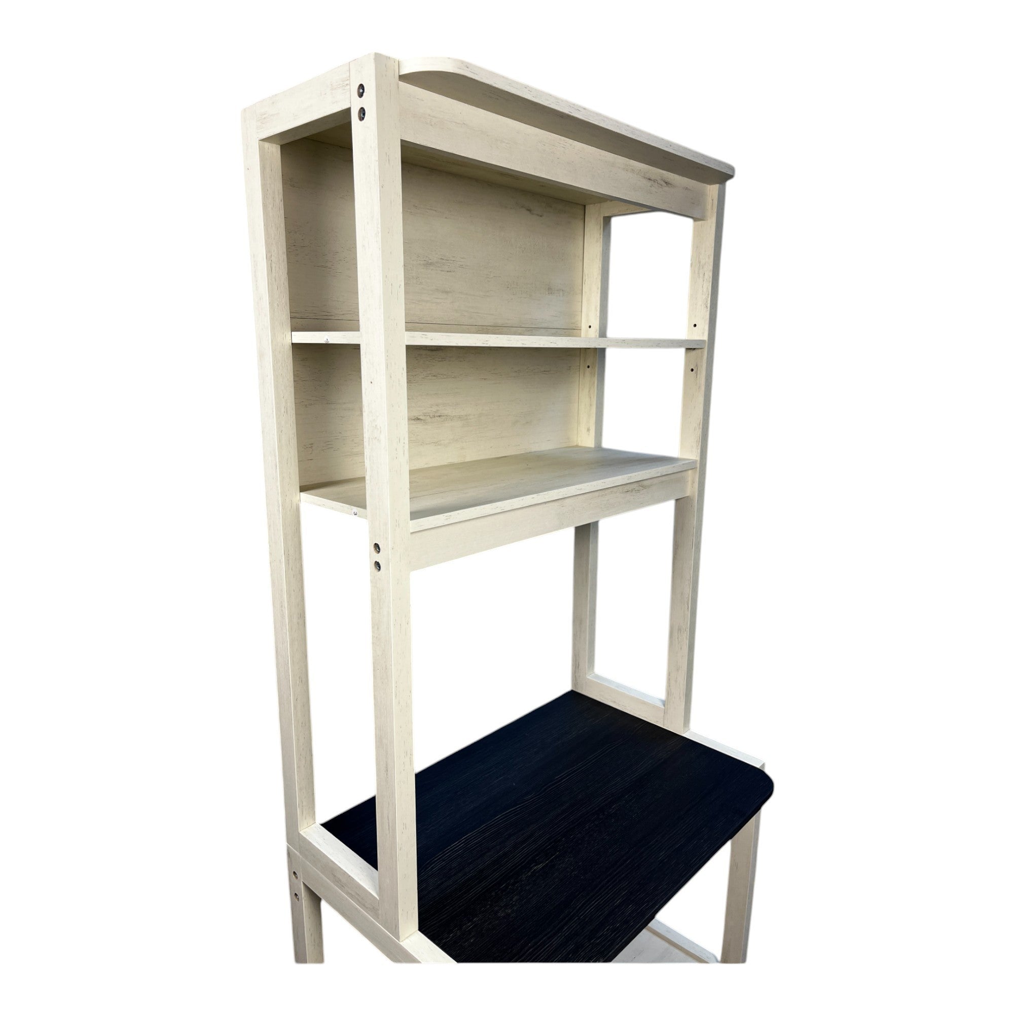 HAOYYE 5-Tier Bakers Rack for Kitchen, White and Black Coffee Bar with Storage, Microwave Stand with Shelves, Sturdy Space-Saving Heavy Duty Modern Design, Easy Assembly