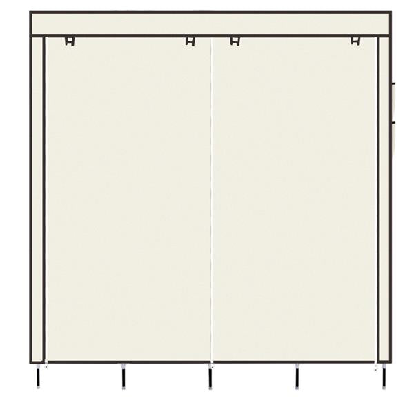 HAOYYE Portable Clothes Closet Wardrobe with 12 Shelves and 4 Side Pockets, Beige Non-Woven Fabric Storage Organizer for Small Rooms and Walk-In Closets