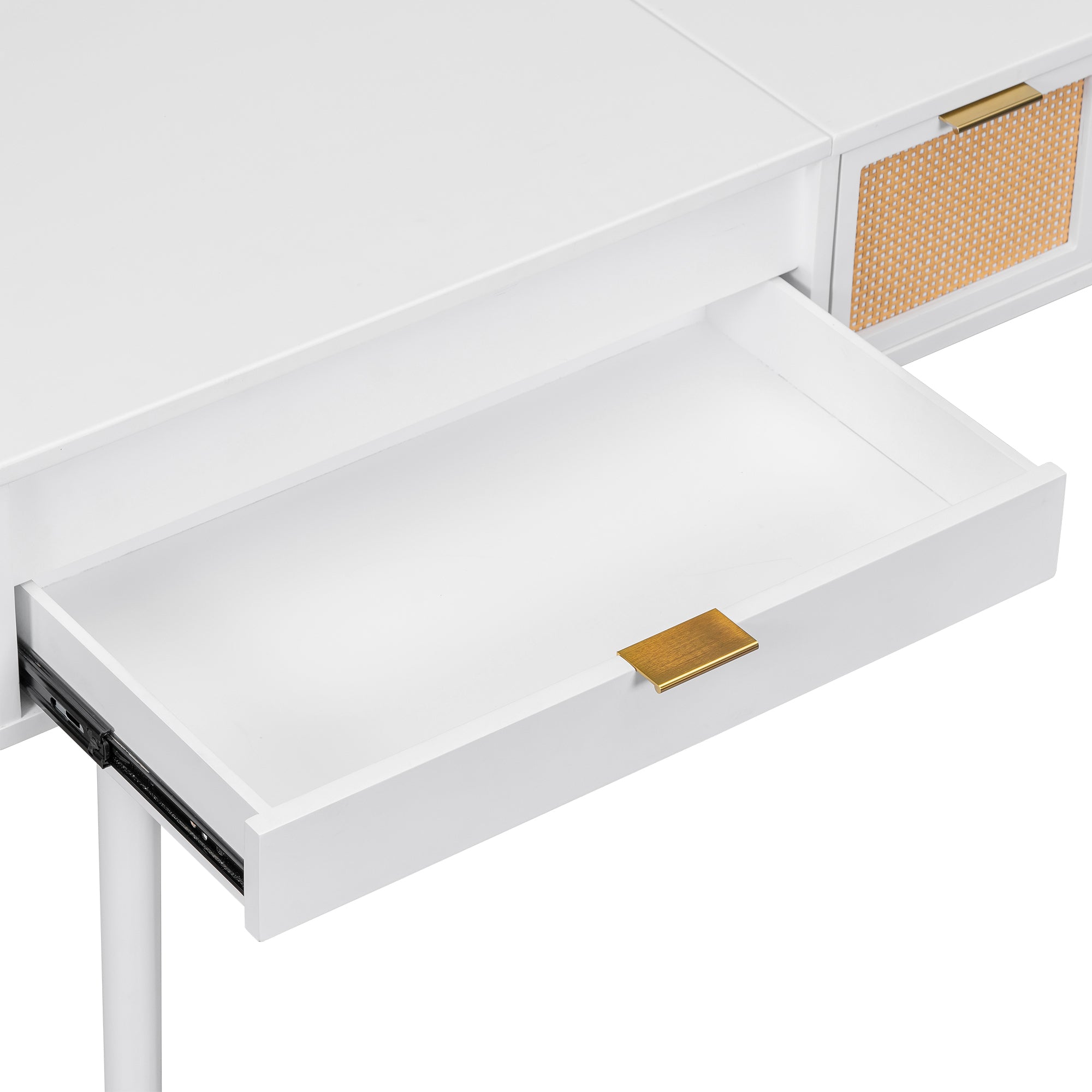 HAOYYE Classic Wood Makeup Vanity Set with Flip-top Mirror and Stool, Dressing Table with Three Drawers and Storage Space, White Modern Design, Luxury Style, Durable Material, Space-saving